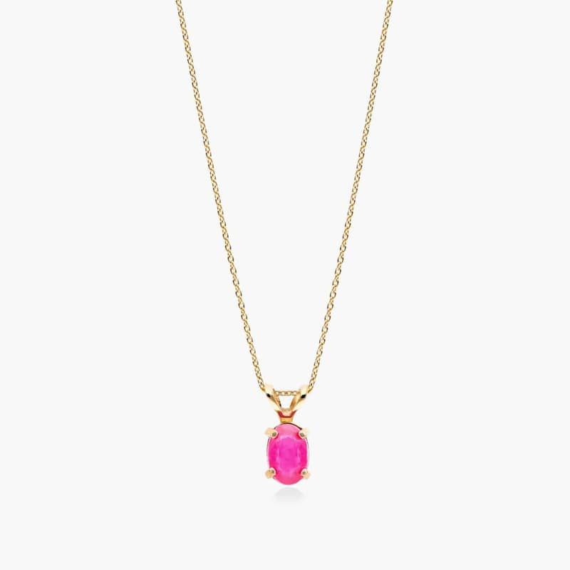 14K Yellow Gold Oval Ruby Birthstone Necklace By James Allen