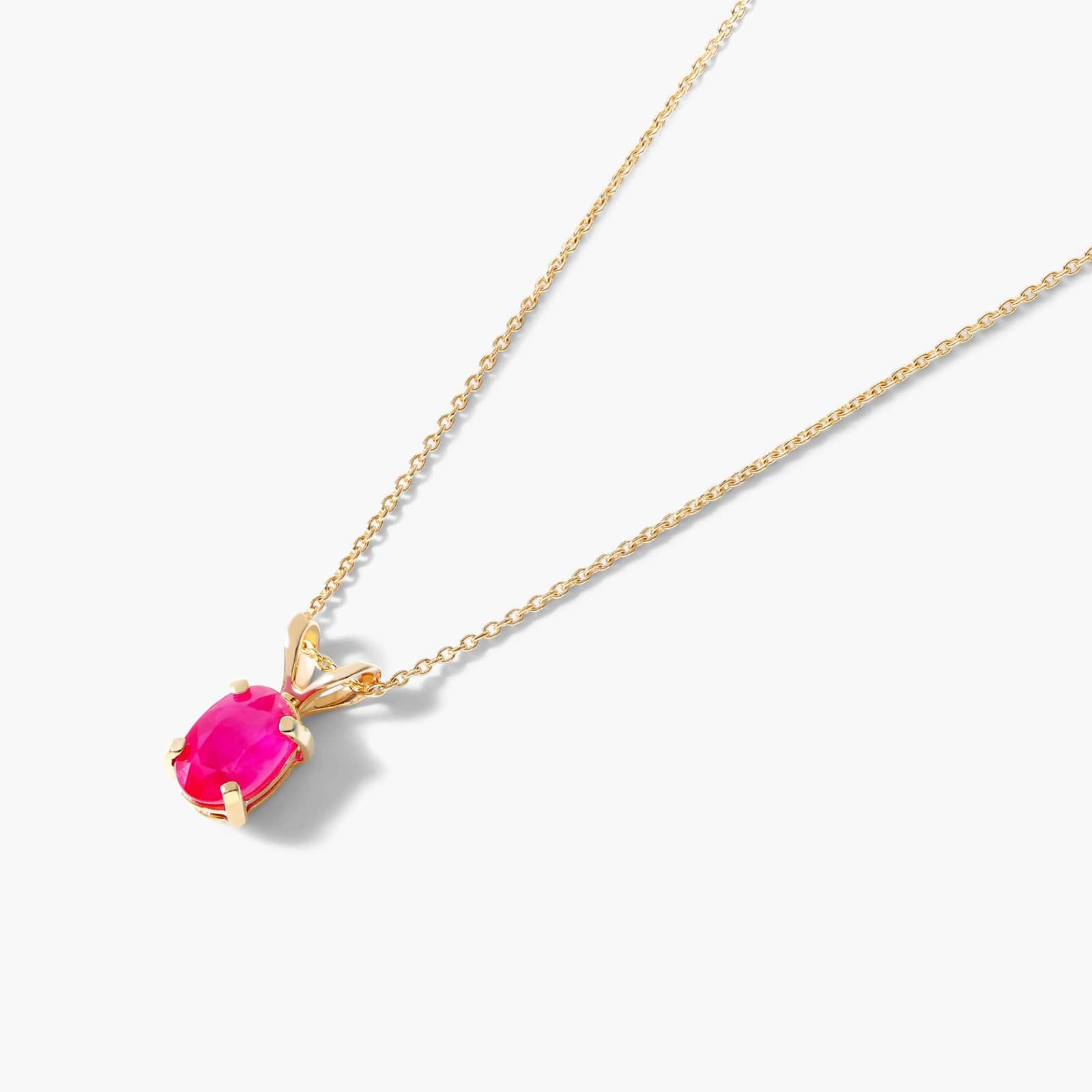 14K Yellow Gold Oval Ruby Birthstone Necklace By James Allen