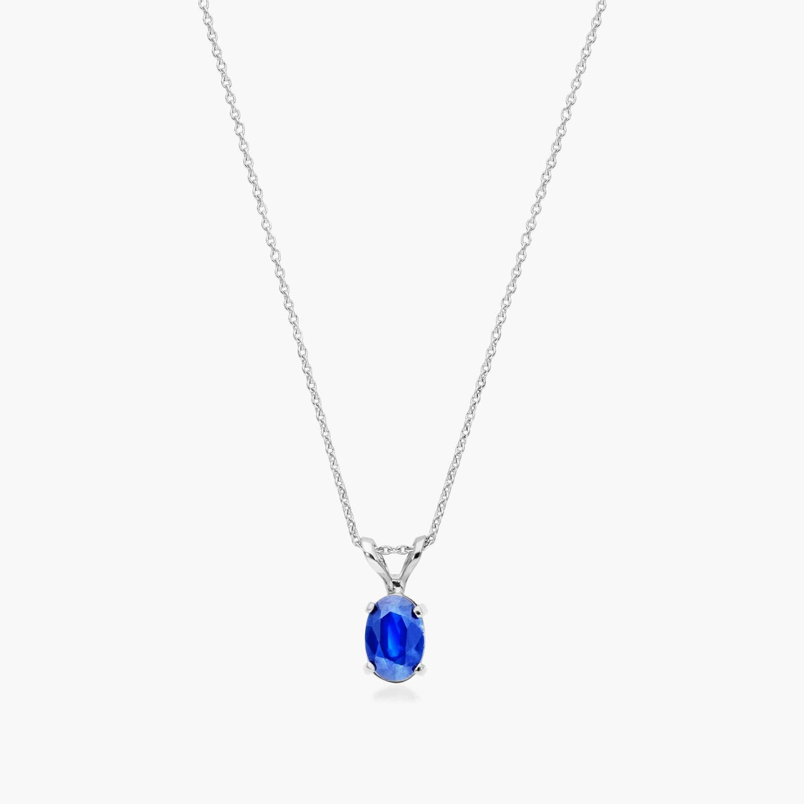 14K White Gold Oval Sapphire Birthstone Necklace By James Allen