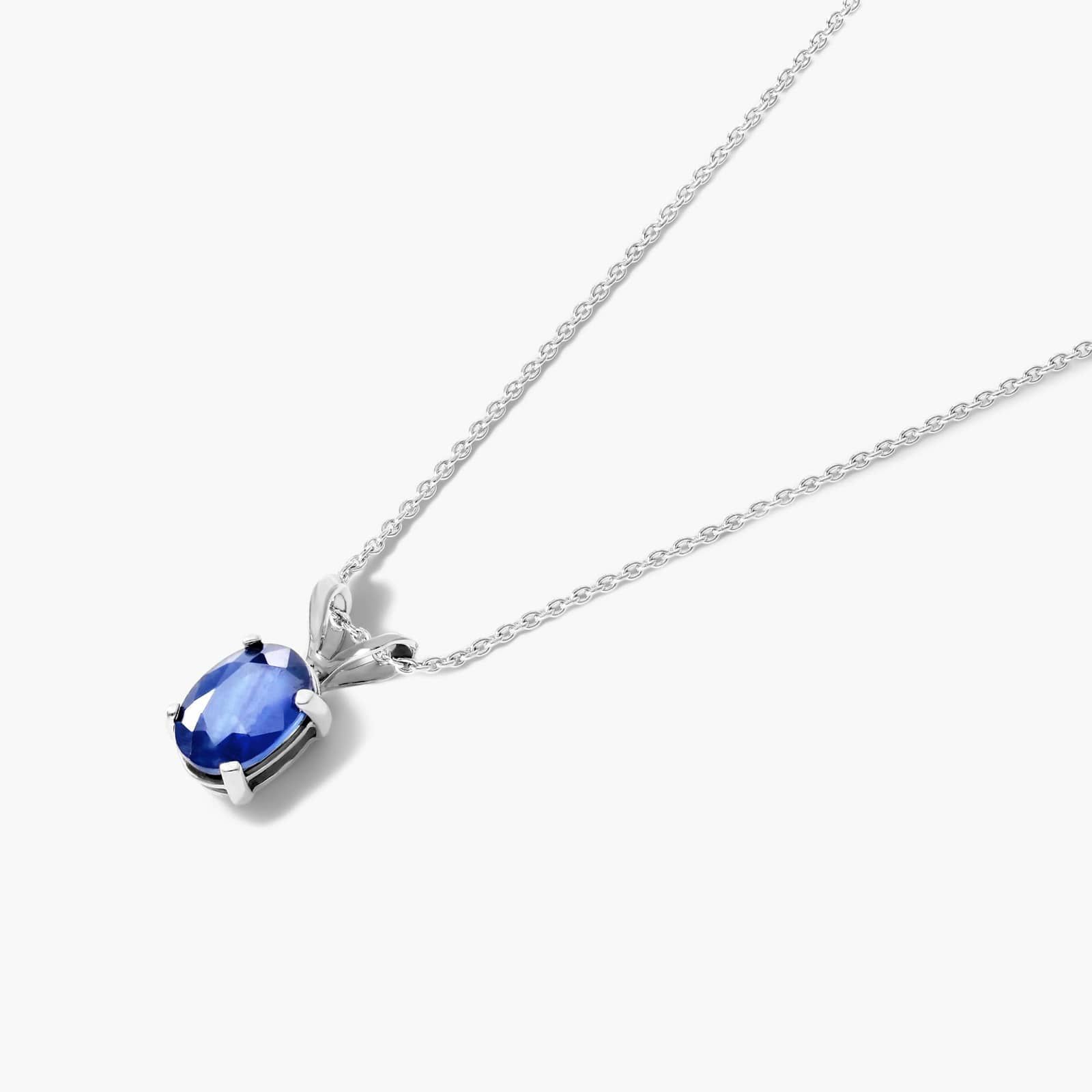 14K White Gold Oval Sapphire Birthstone Necklace By James Allen