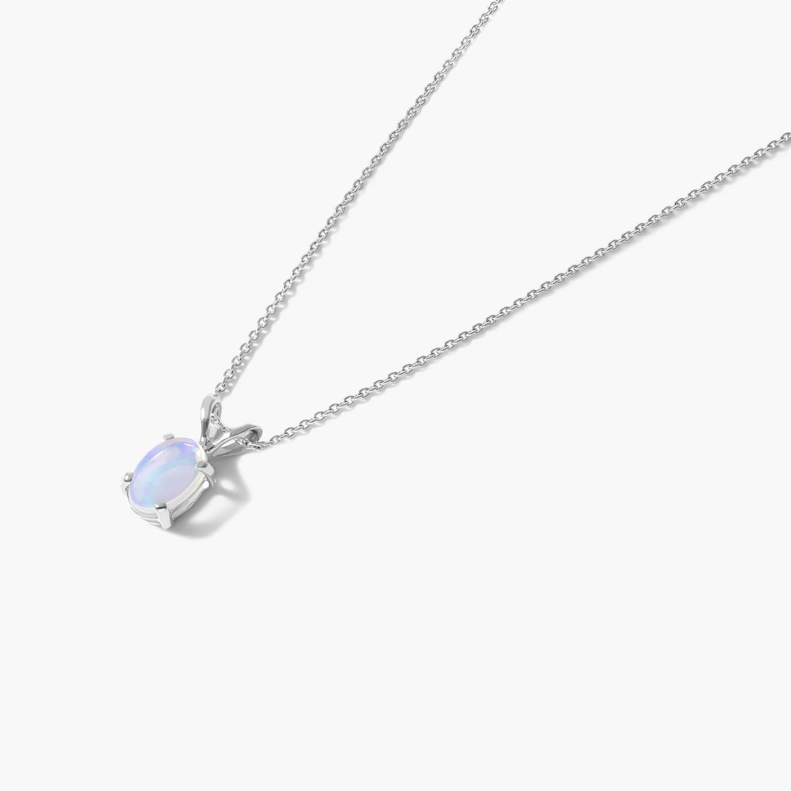 14K White Gold Oval Opal Birthstone Necklace By James Allen