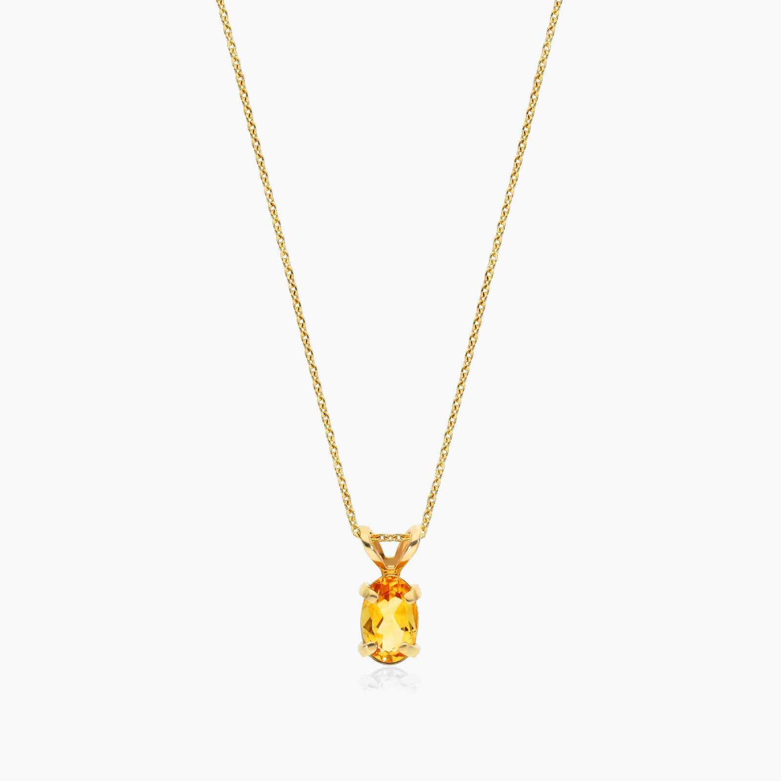 14K Yellow Gold Oval Citrine Birthstone Necklace By James Allen