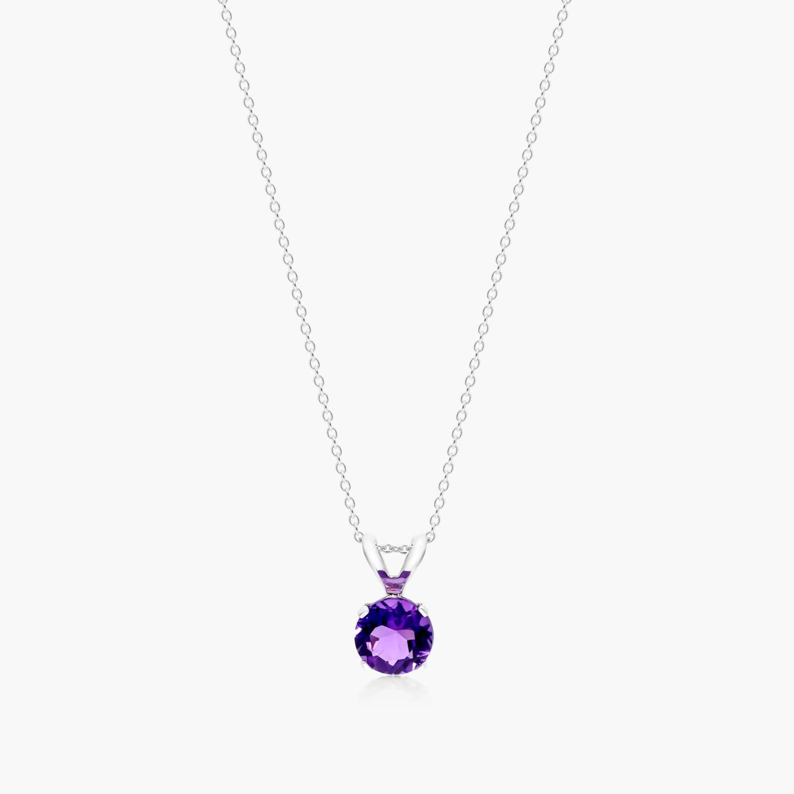14K White Gold Amethyst Birthstone Necklace By James Allen