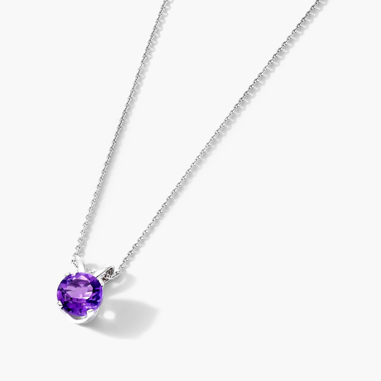 14K White Gold Amethyst Birthstone Necklace By James Allen