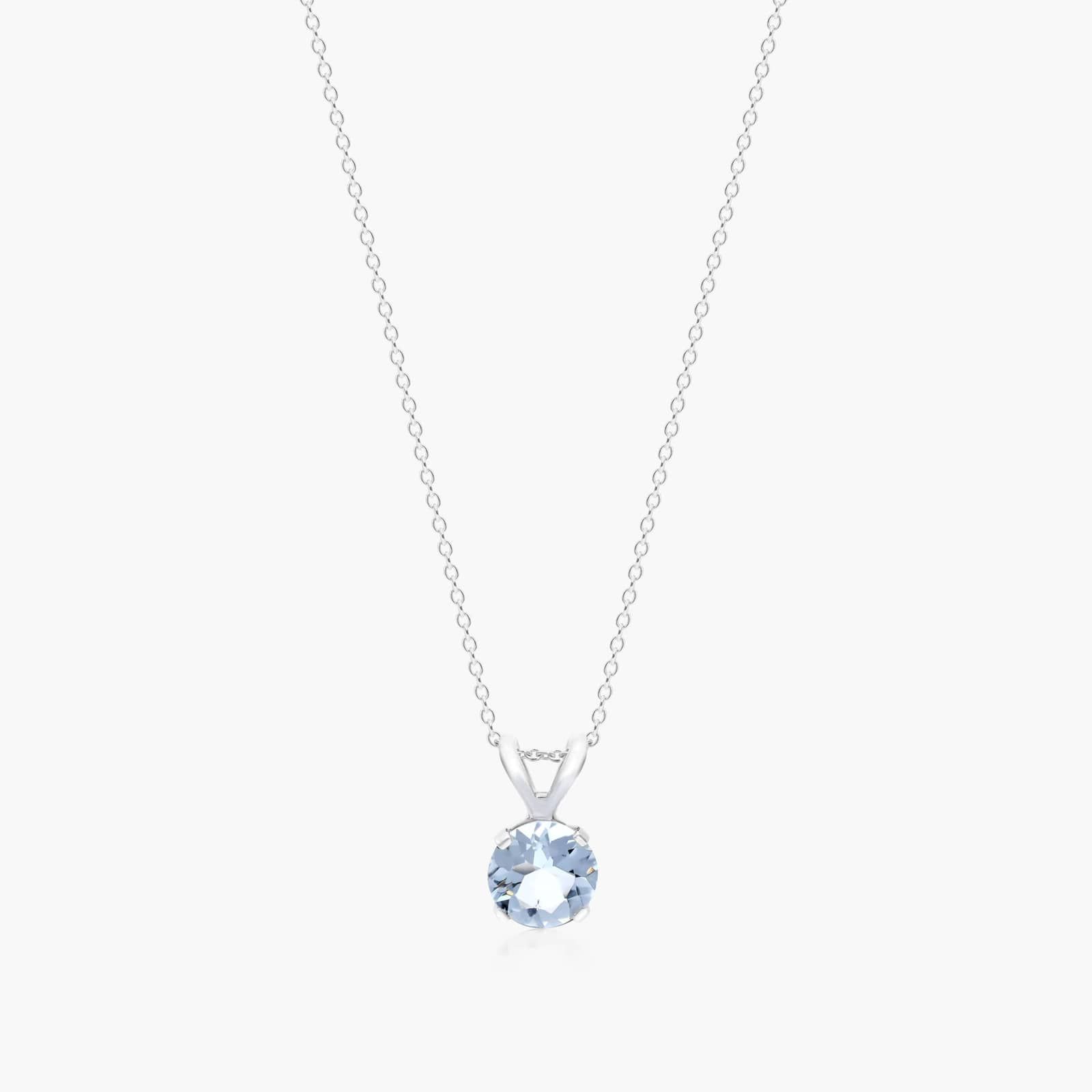 14K White Gold Aquamarine Birthstone Necklace By James Allen
