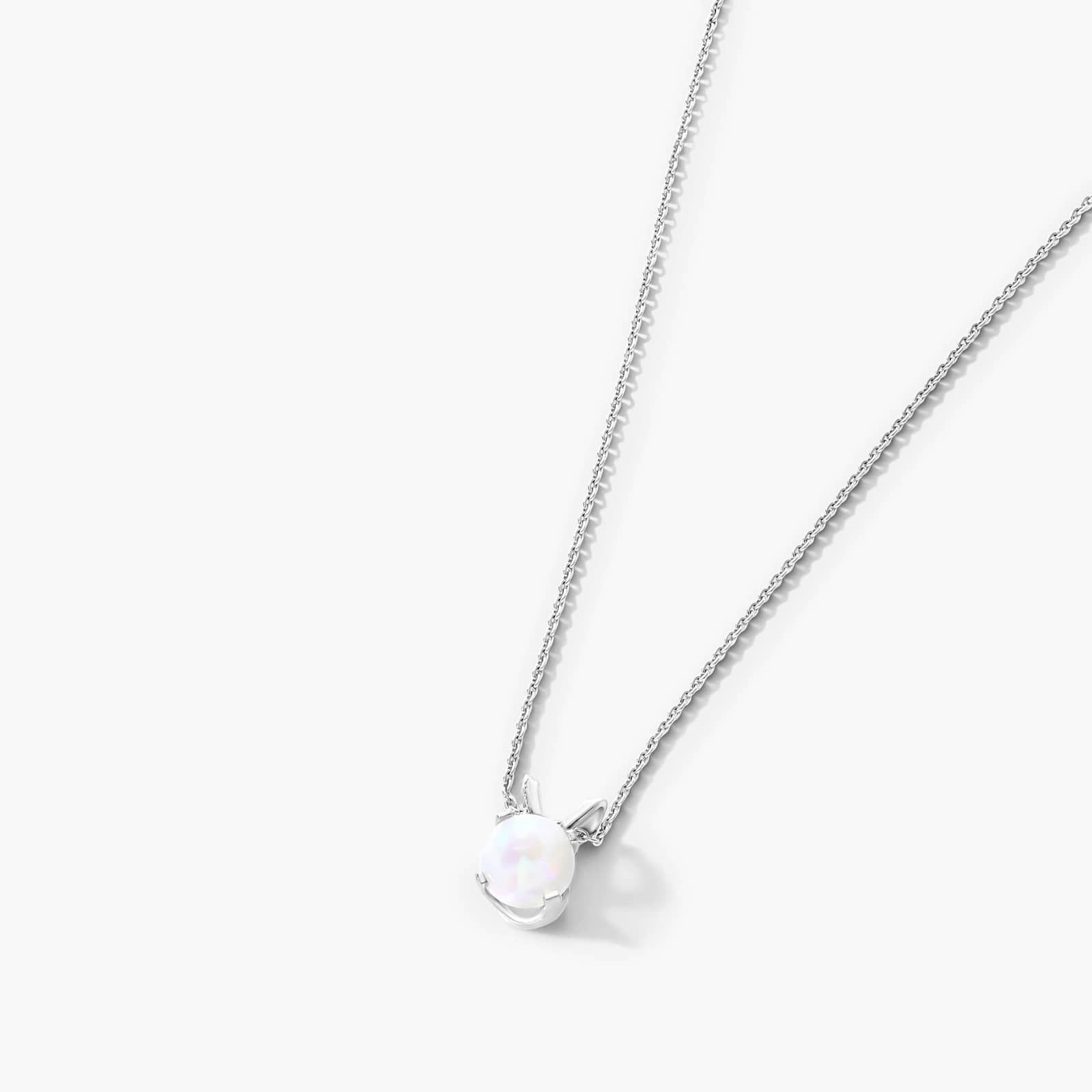 14K White Gold Opal Birthstone Necklace By James Allen