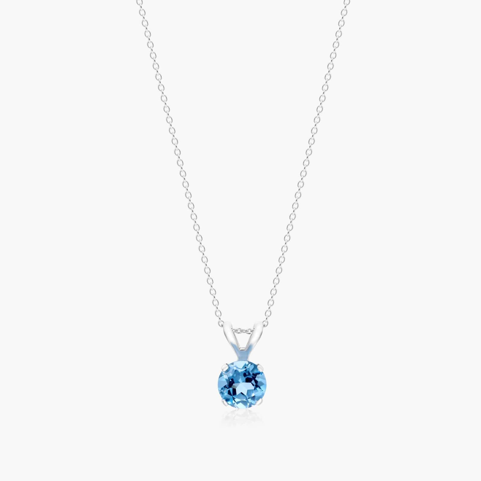 14K White Gold Blue Topaz Birthstone Necklace By James Allen