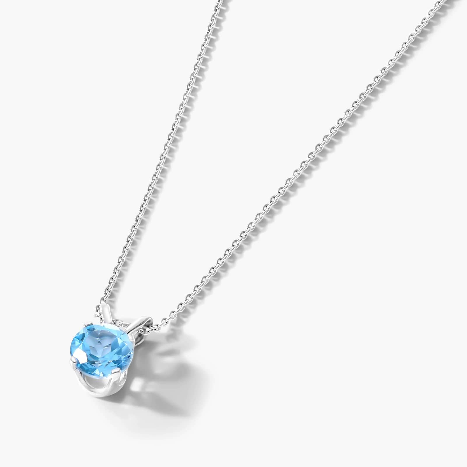 14K White Gold Blue Topaz Birthstone Necklace By James Allen