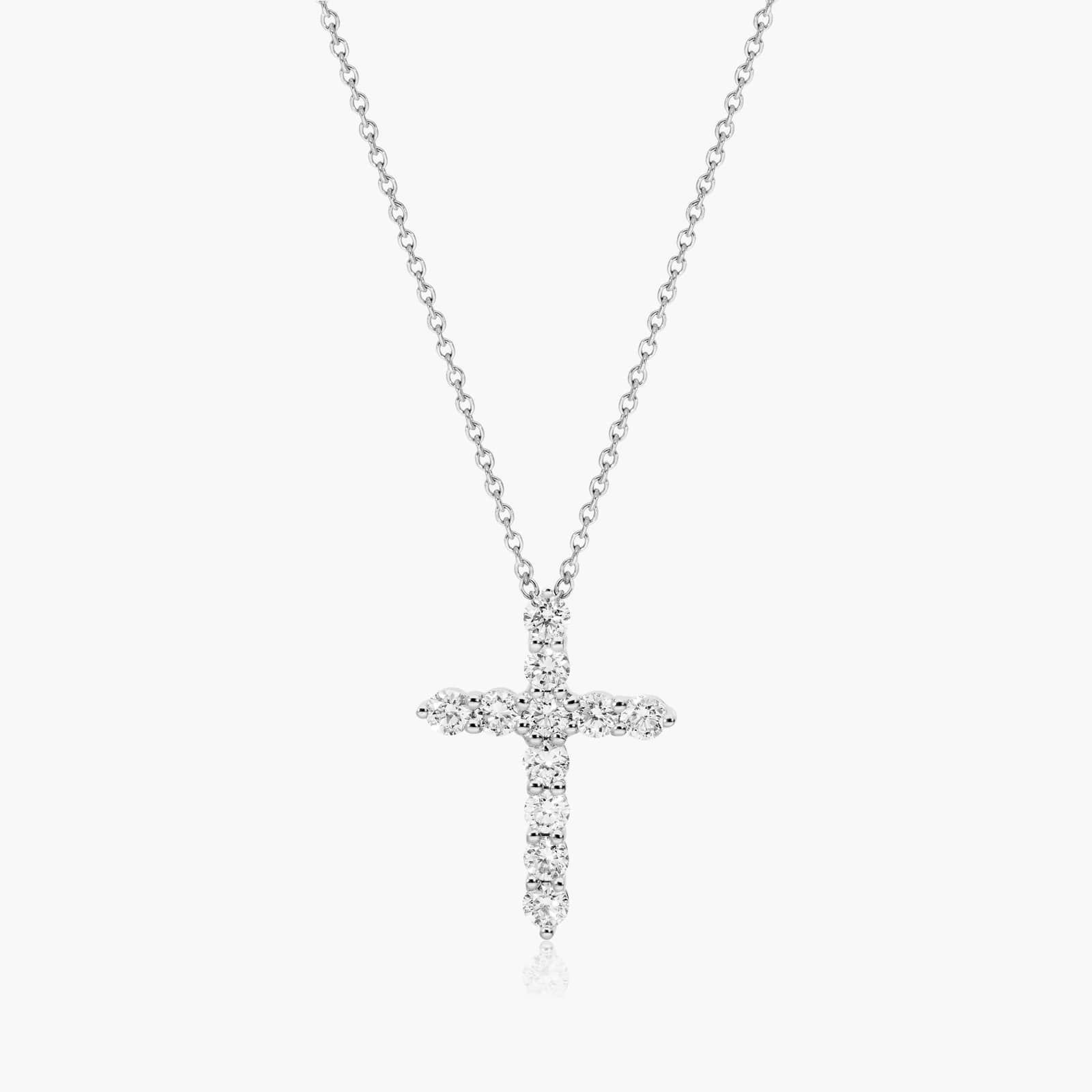 Shared Prong Diamond Cross Necklace (0.25 CTW) In 14K White Gold By James Allen