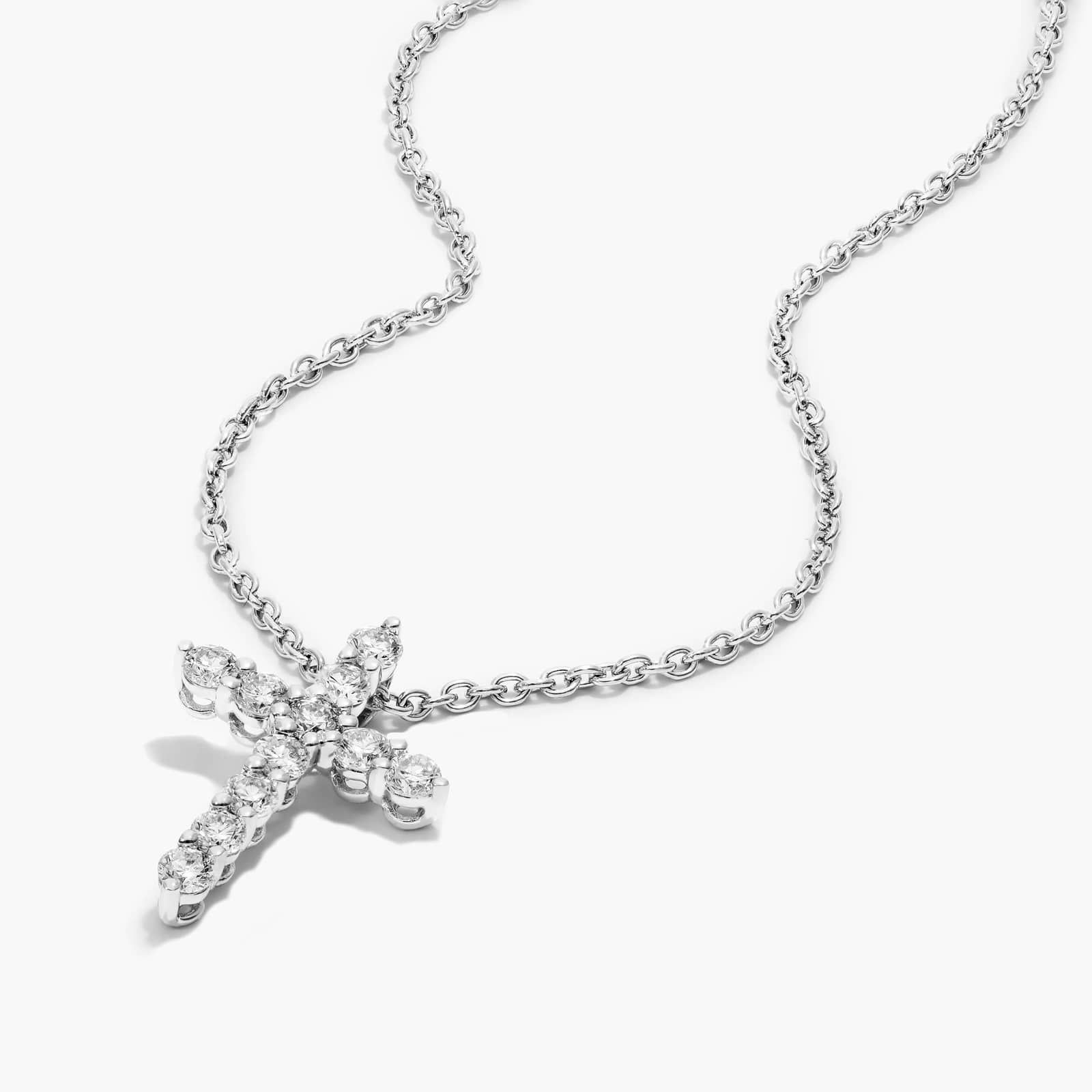 Shared Prong Diamond Cross Necklace (0.25 CTW) In 14K White Gold By James Allen