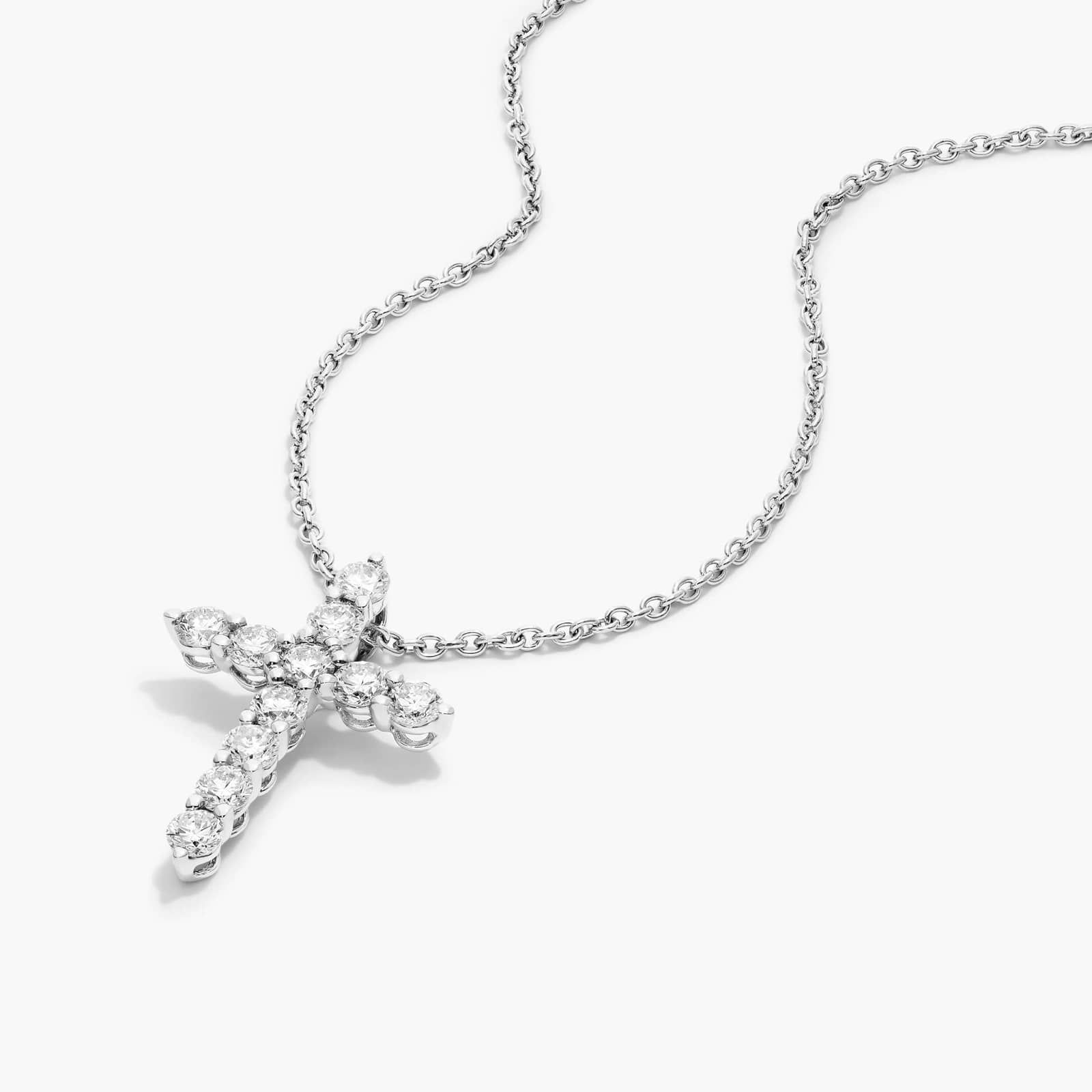 Shared Prong Diamond Cross Necklace (0.5 CTW) In 14K White Gold By James Allen