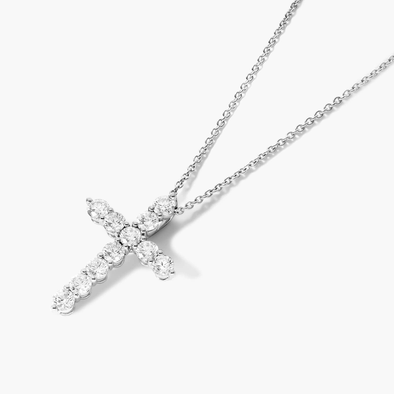 Shared Prong Diamond Cross Necklace (1 CTW) In 14K White Gold By James Allen