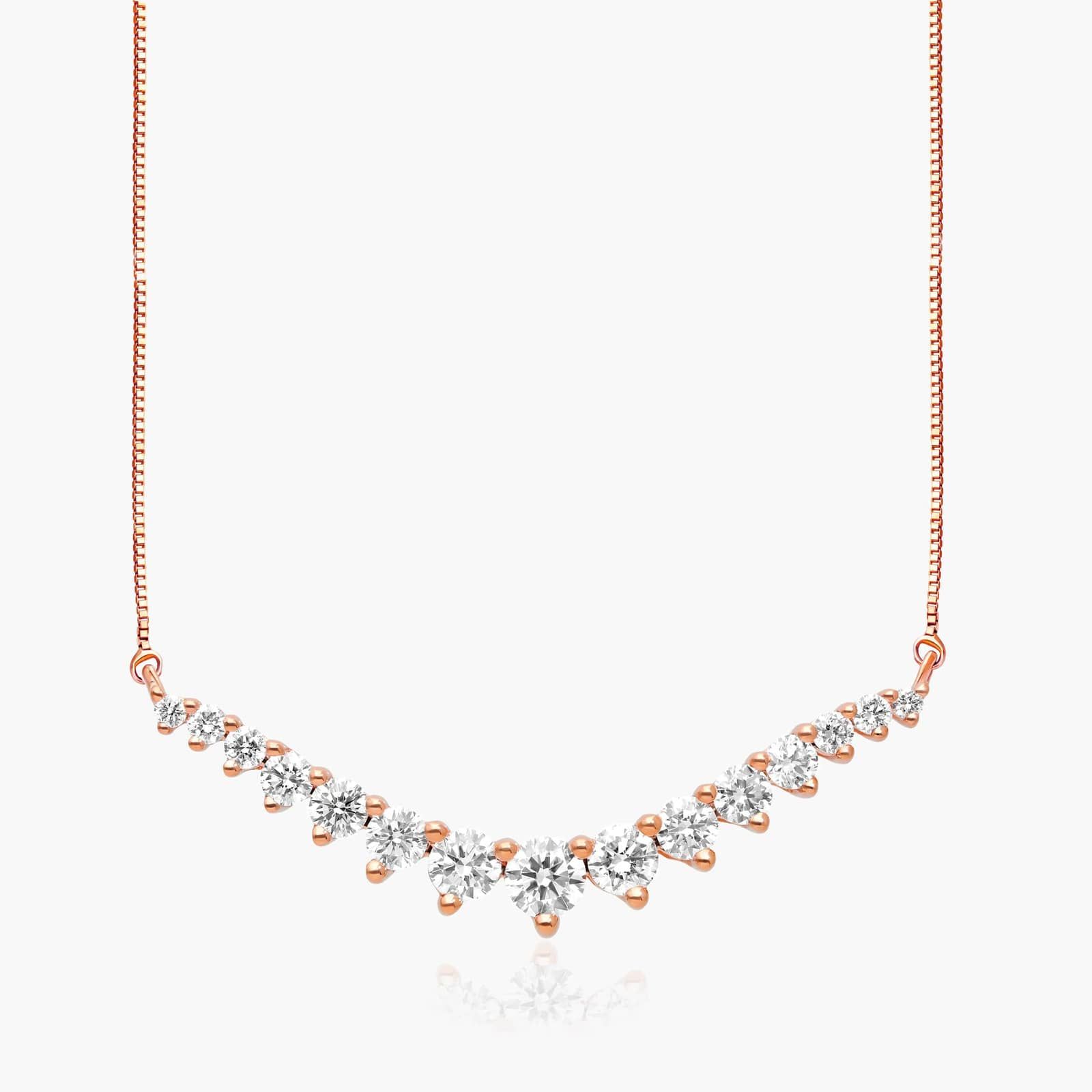 Graduating Lab-Grown Diamond Curved Necklace In 14K Rose Gold By James Allen