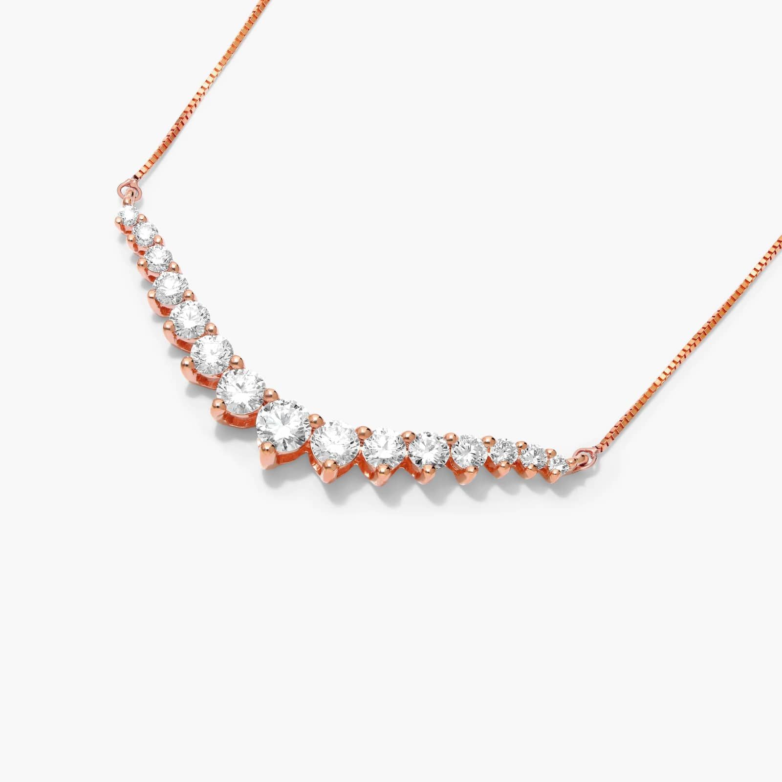 Graduating Lab-Grown Diamond Curved Necklace In 14K Rose Gold By James Allen