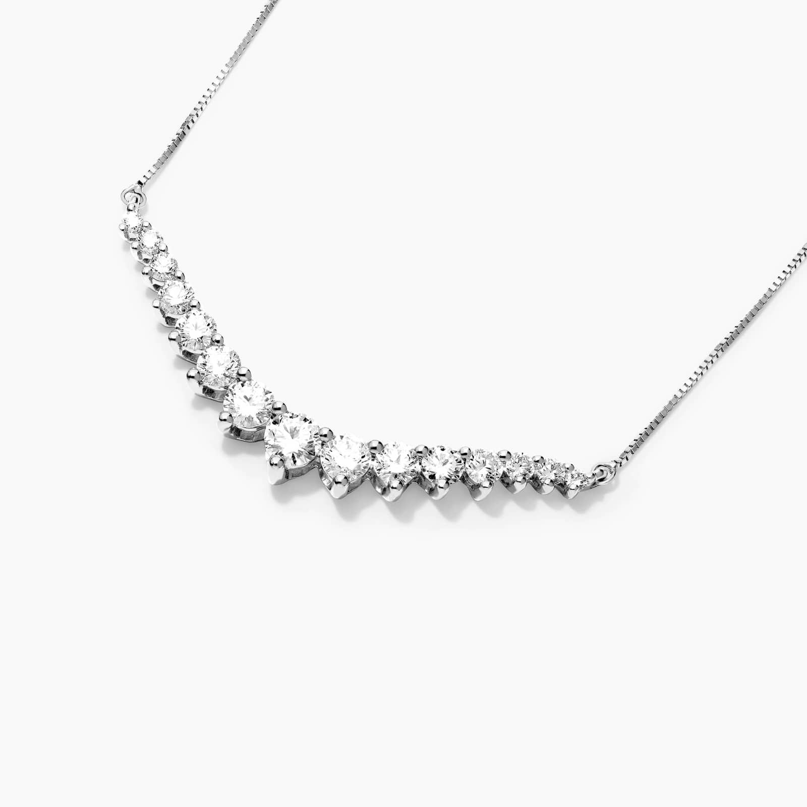 Graduating Lab-Grown Diamond Curved Necklace In 14K White Gold By James Allen
