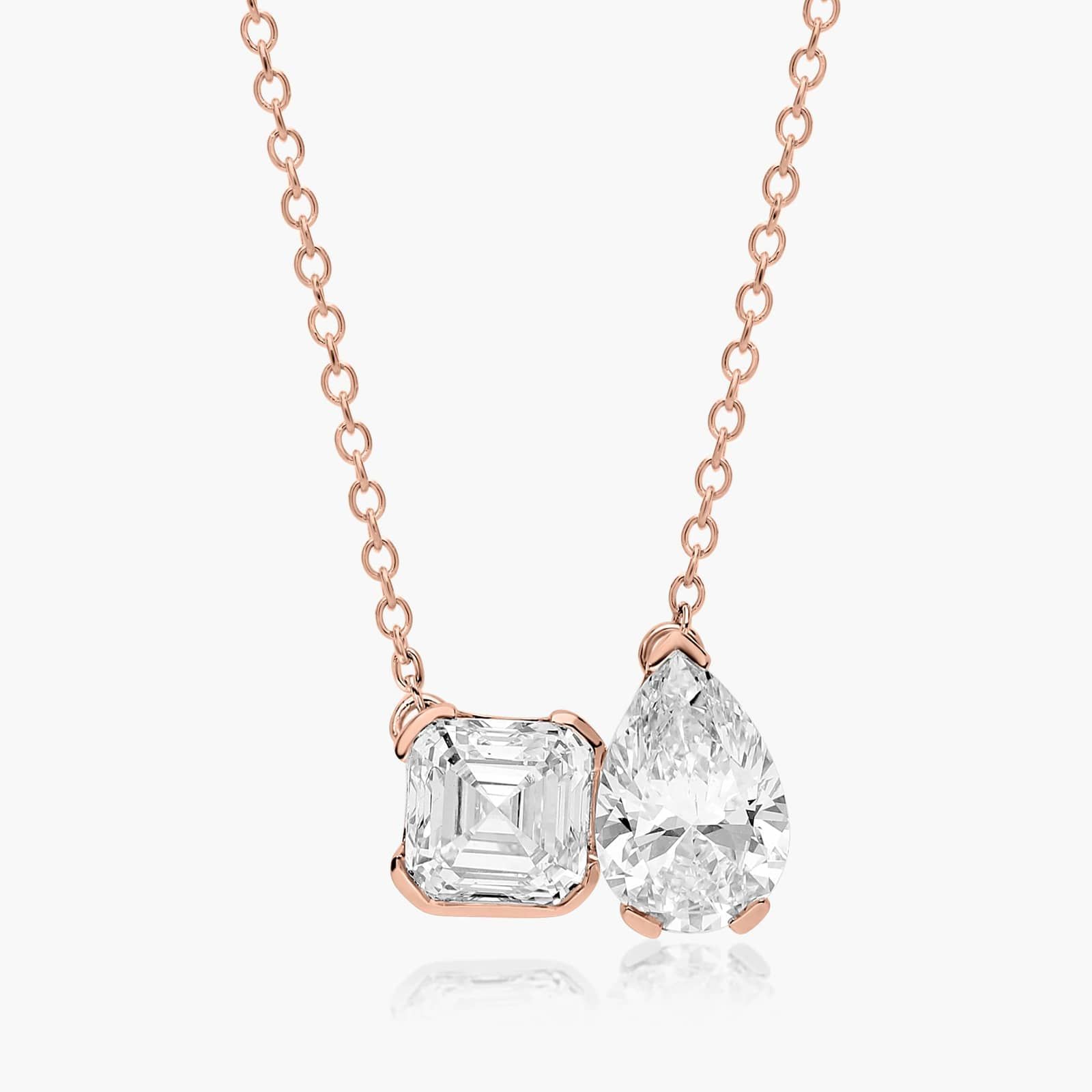 Toi Et Moi Pendant Necklace With Asscher And Pear Shaped Lab-Grown Diamonds In 14K Rose Gold By James Allen