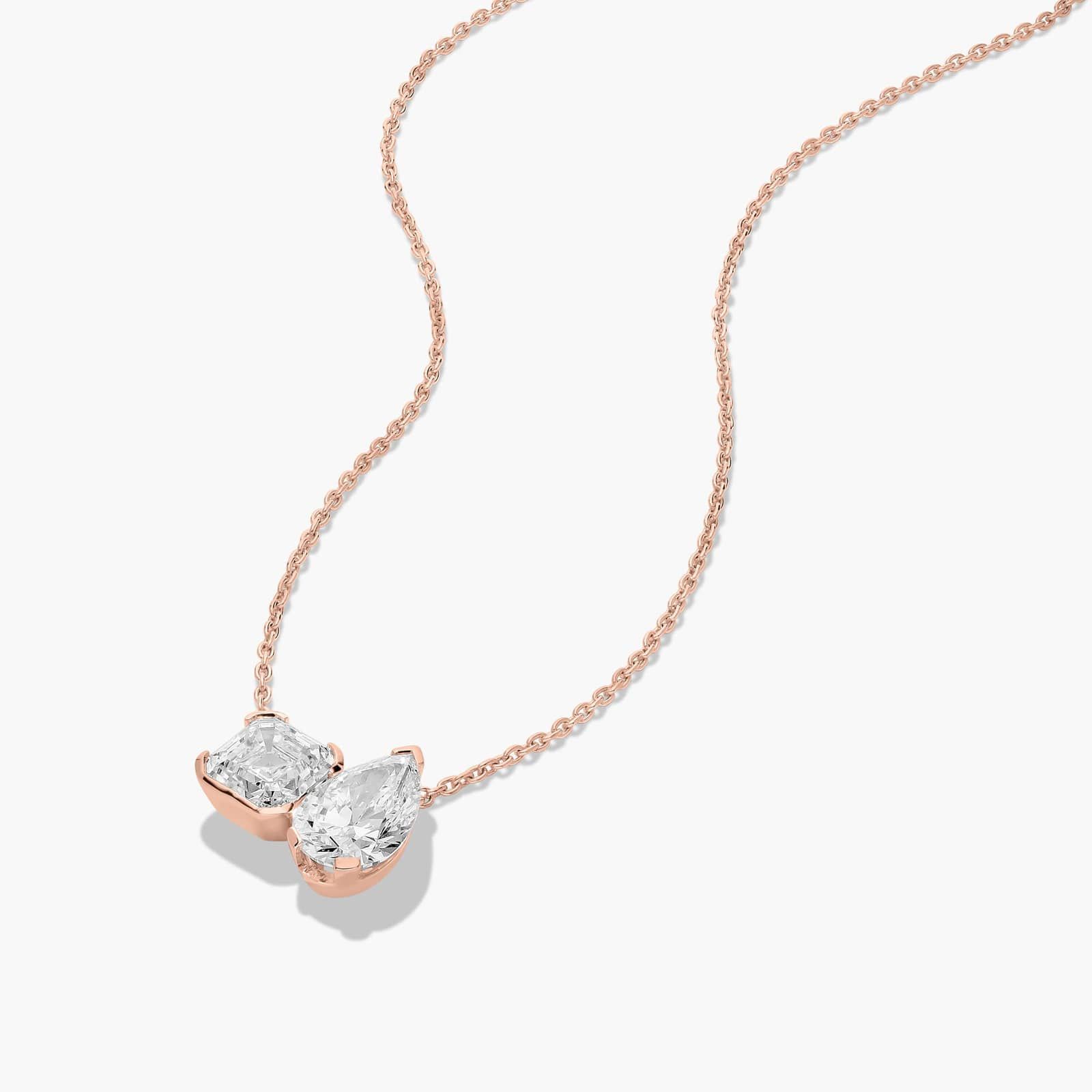 Toi Et Moi Pendant Necklace With Asscher And Pear Shaped Lab-Grown Diamonds In 14K Rose Gold By James Allen