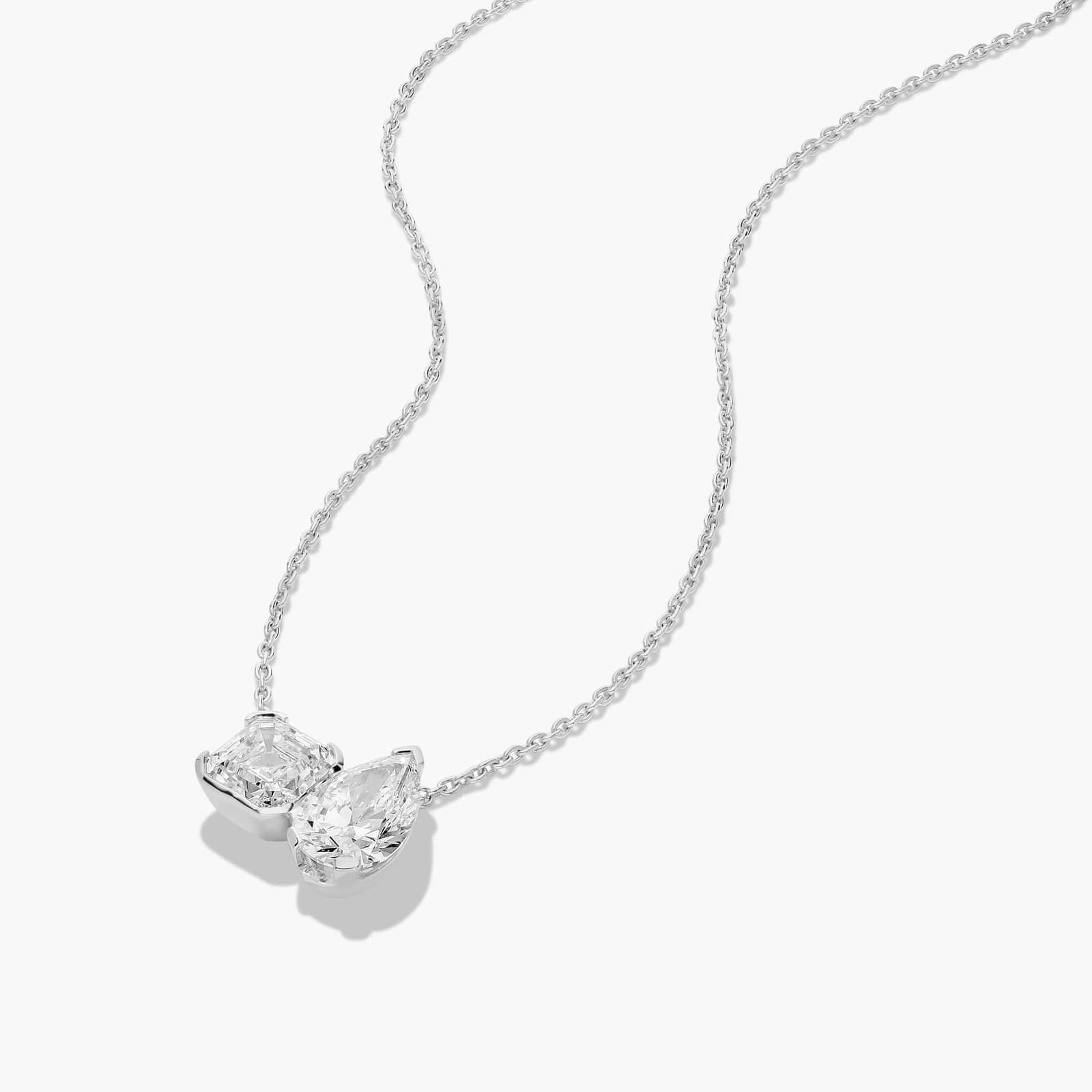 Toi Et Moi Pendant Necklace With Asscher And Pear Shaped Lab-Grown Diamonds In 14K White Gold By James Allen