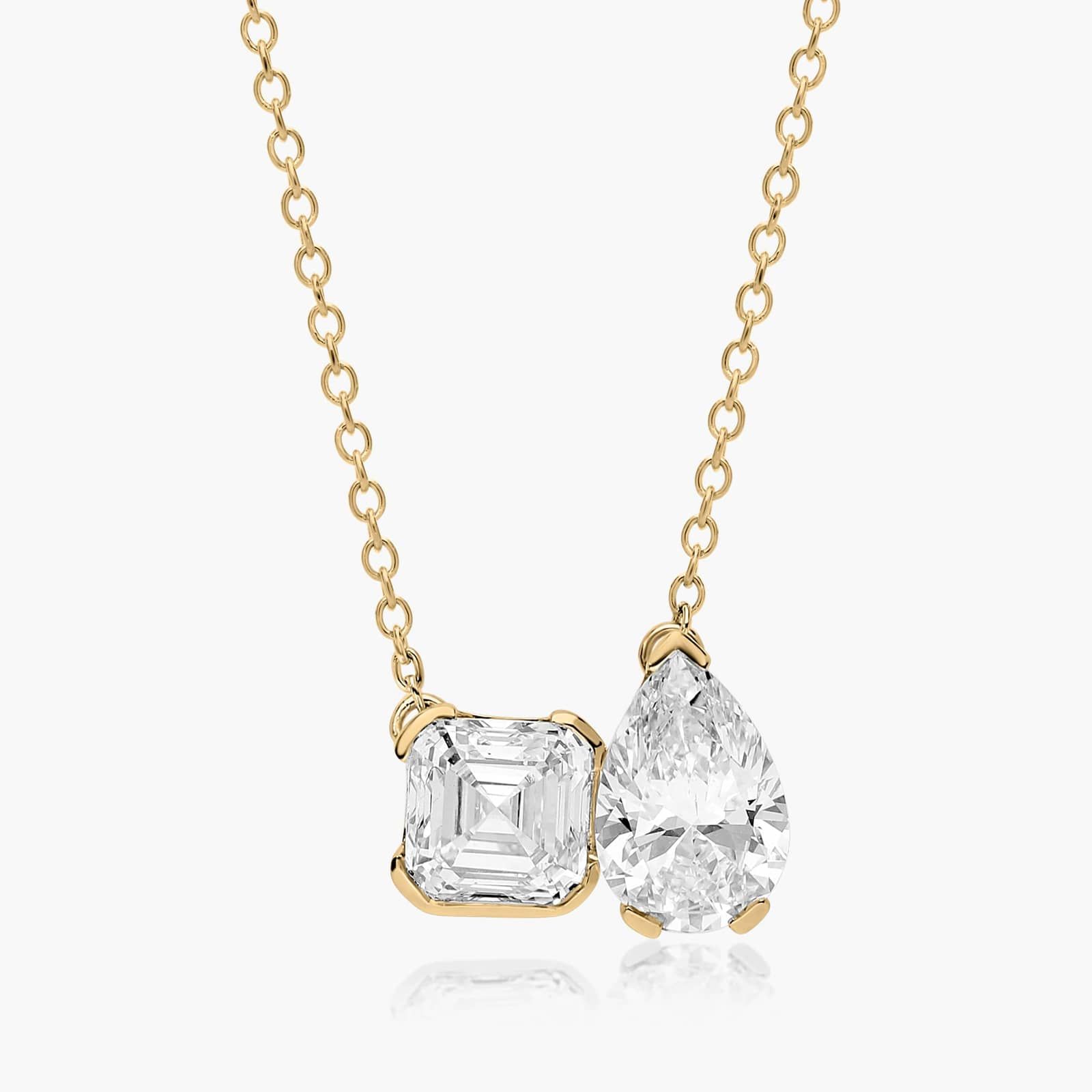 Toi Et Moi Pendant Necklace With Asscher And Pear Shaped Lab-Grown Diamonds In 14K Yellow Gold By James Allen