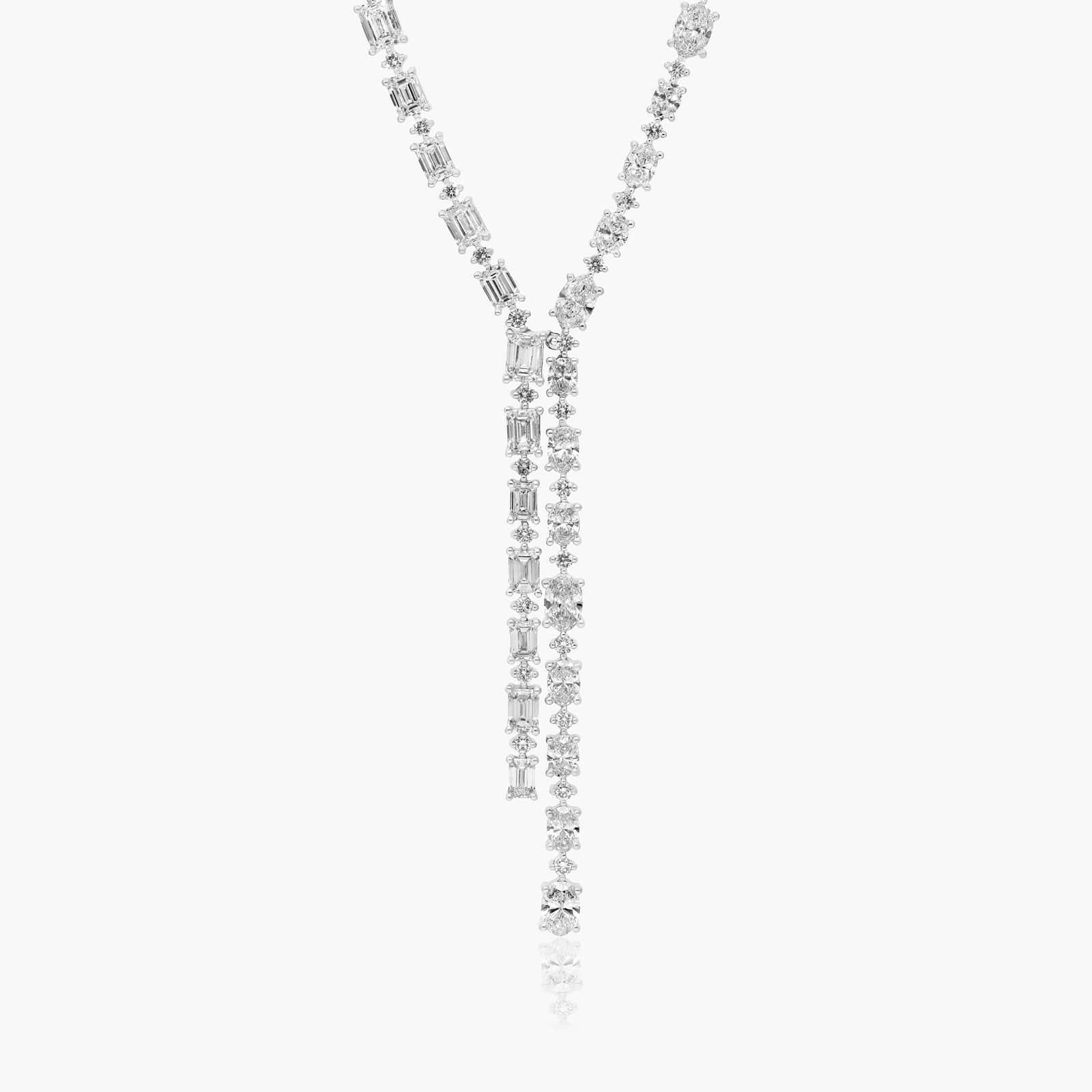 14K White Gold Cascading Lab-Grown Diamond Lariat Necklace By James Allen