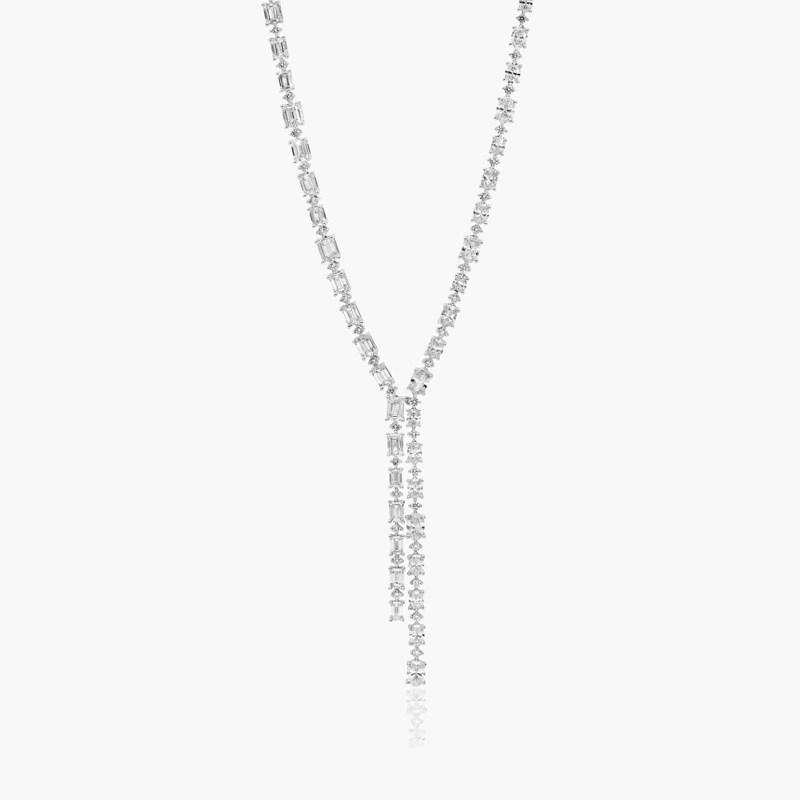 14K White Gold Cascading Lab-Grown Diamond Lariat Necklace By James Allen
