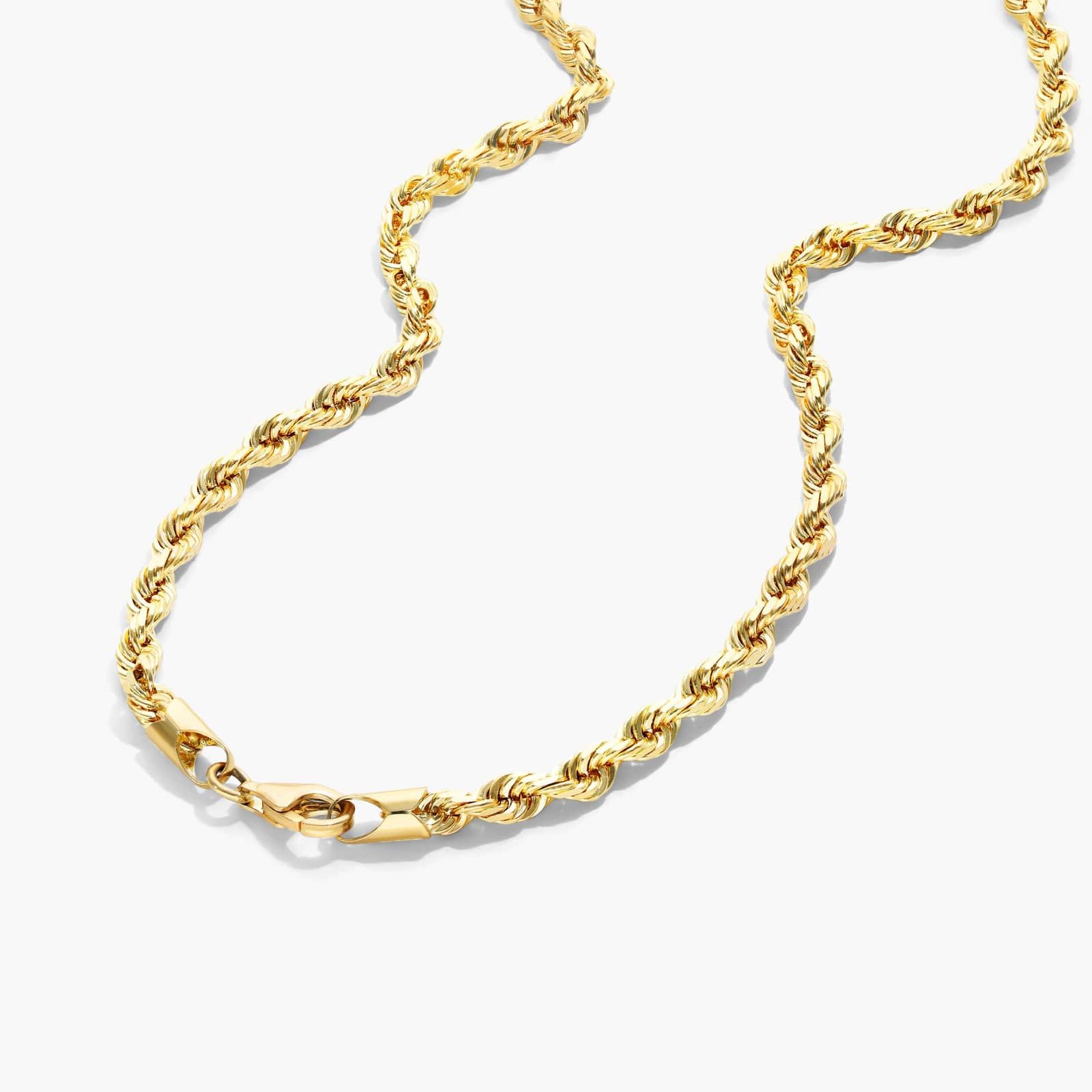 14K Yellow Gold Solid 3.8mm Rope Chain Necklace - 24 inches By James Allen