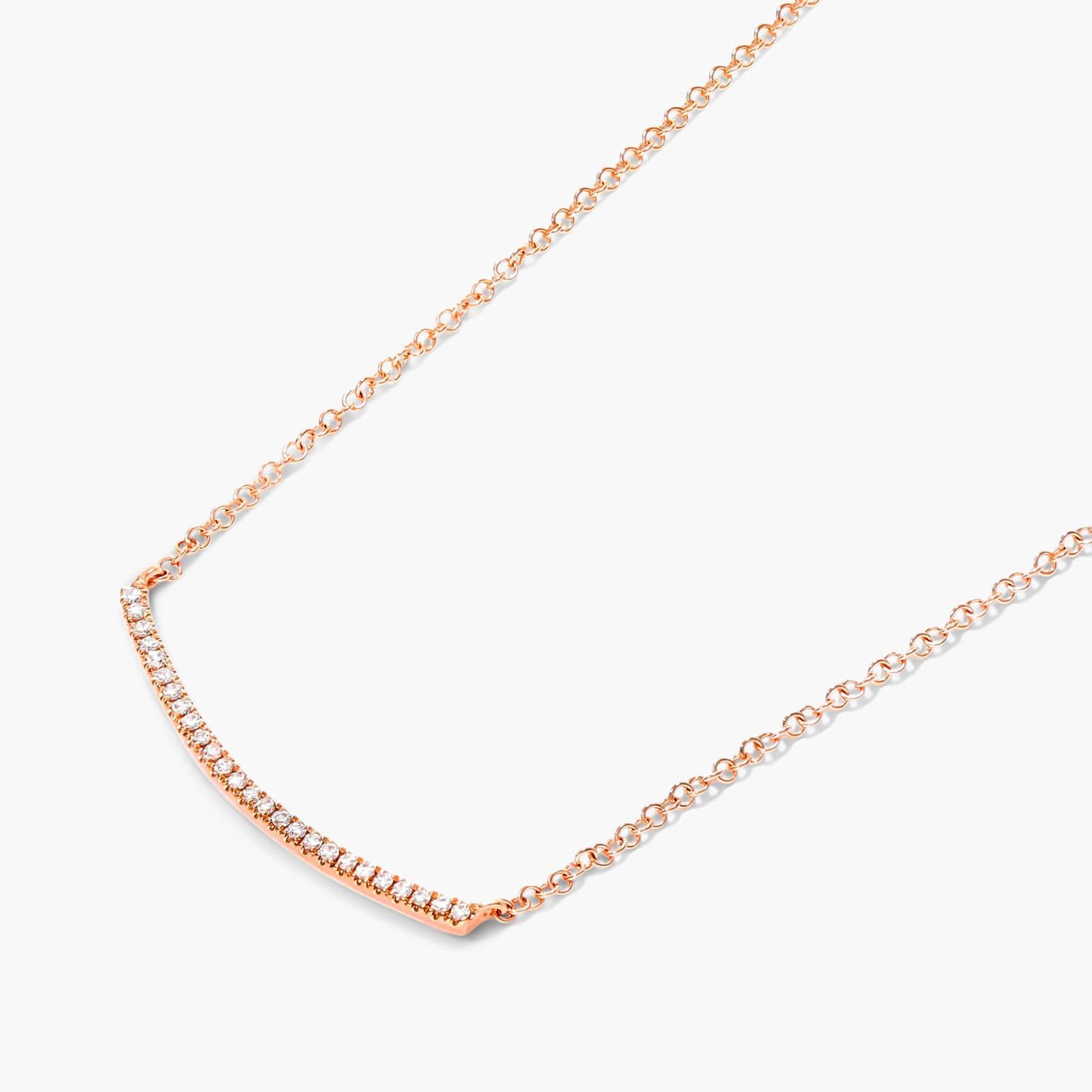 Slightly Curved Diamond Bar Necklace In 14K Rose Gold By James Allen