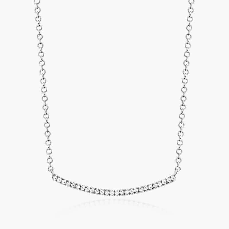 Slightly Curved Diamond Bar Necklace In 14K White Gold By James Allen