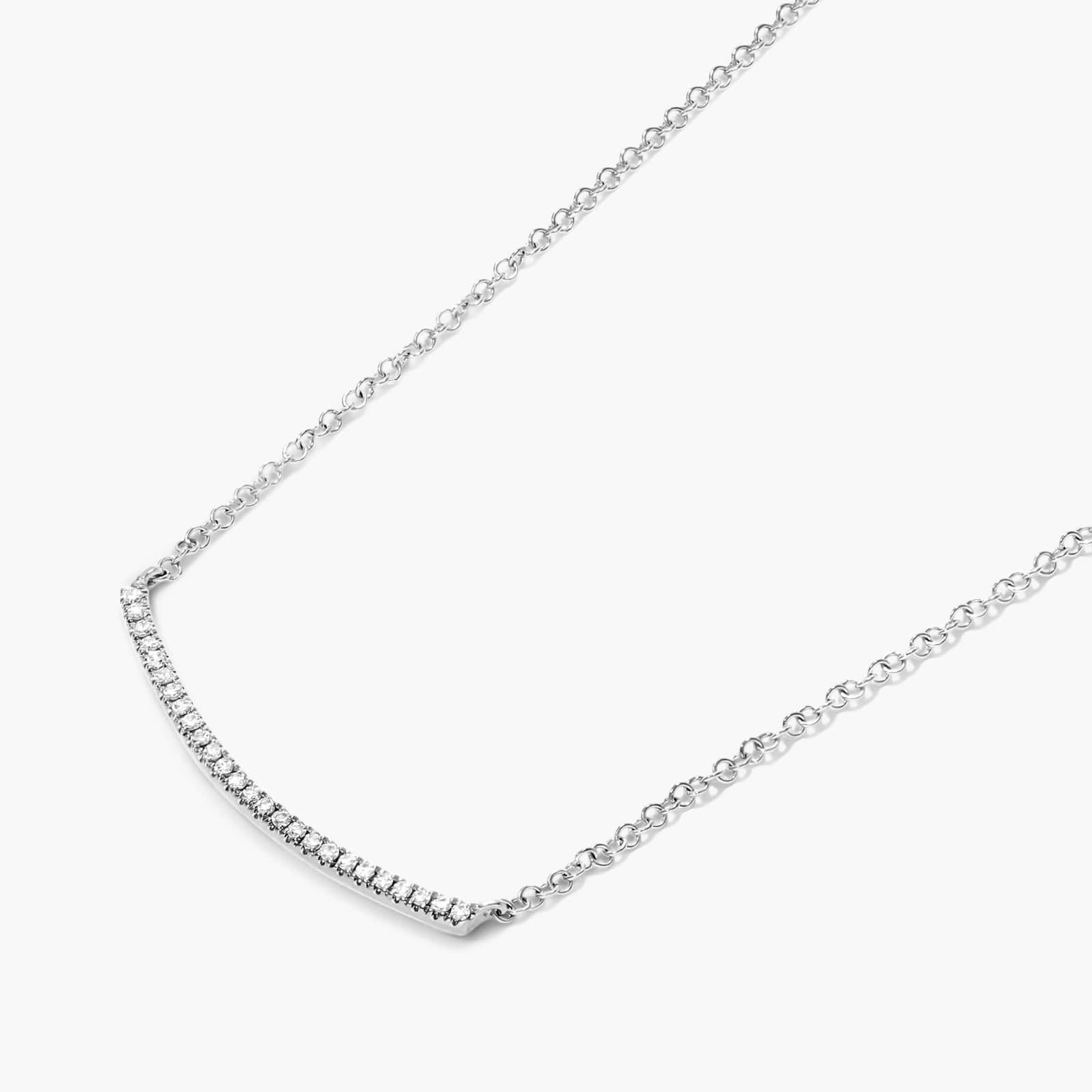 Slightly Curved Diamond Bar Necklace In 14K White Gold By James Allen