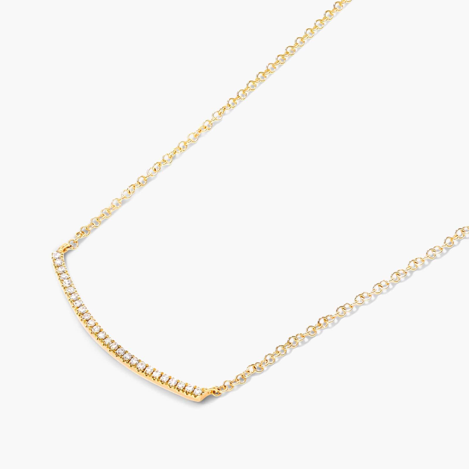 Slightly Curved Diamond Bar Necklace In 14K Yellow Gold By James Allen