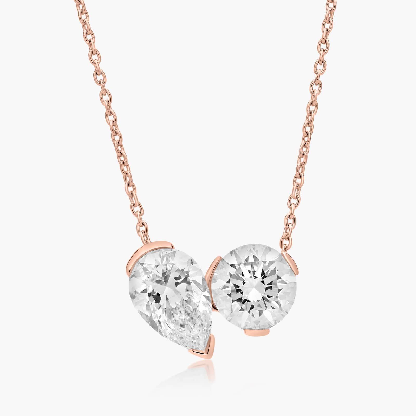 Toi Et Moi Pendant Necklace With Round And Pear Shaped Lab-Grown Diamonds In 14K Rose Gold By James Allen