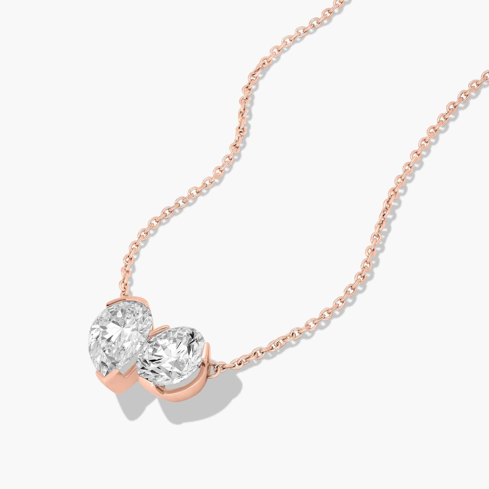 Toi Et Moi Pendant Necklace With Round And Pear Shaped Lab-Grown Diamonds In 14K Rose Gold By James Allen