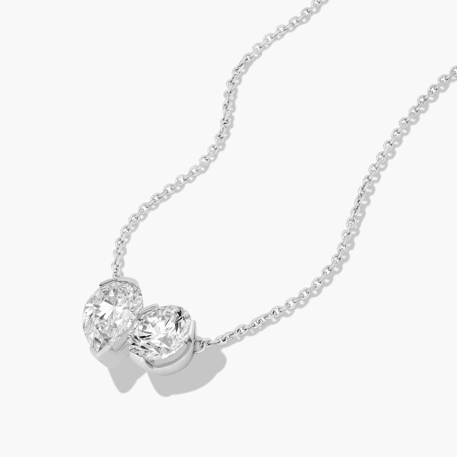 Toi Et Moi Pendant Necklace With Round And Pear Shaped Lab-Grown Diamonds In 14K White Gold By James Allen