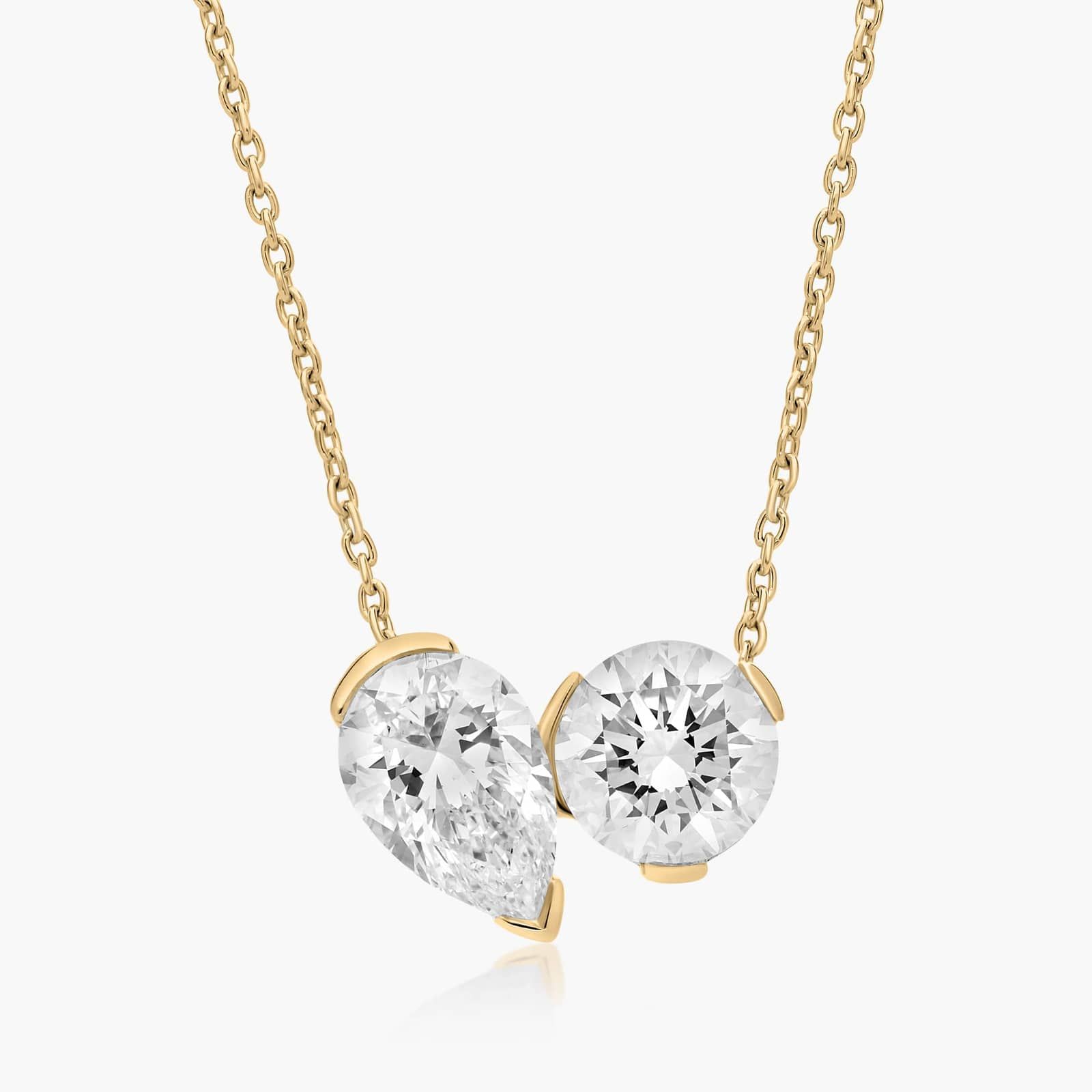 Toi Et Moi Pendant Necklace With Round And Pear Shaped Lab-Grown Diamonds In 14K Yellow Gold By James Allen