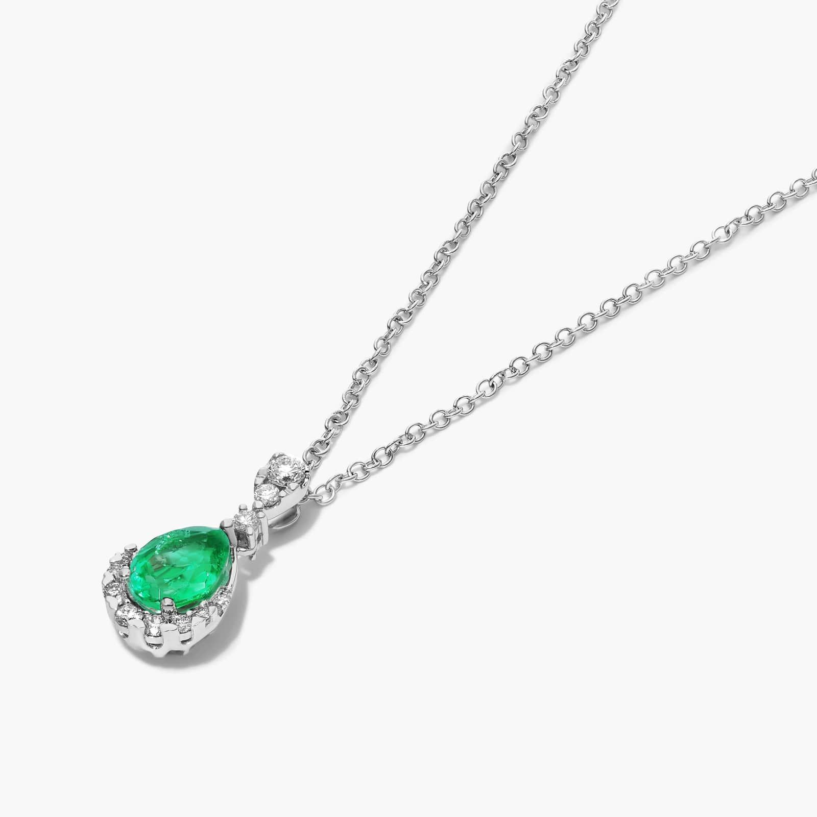 14K White Gold Regal Drop Emerald Necklace By James Allen