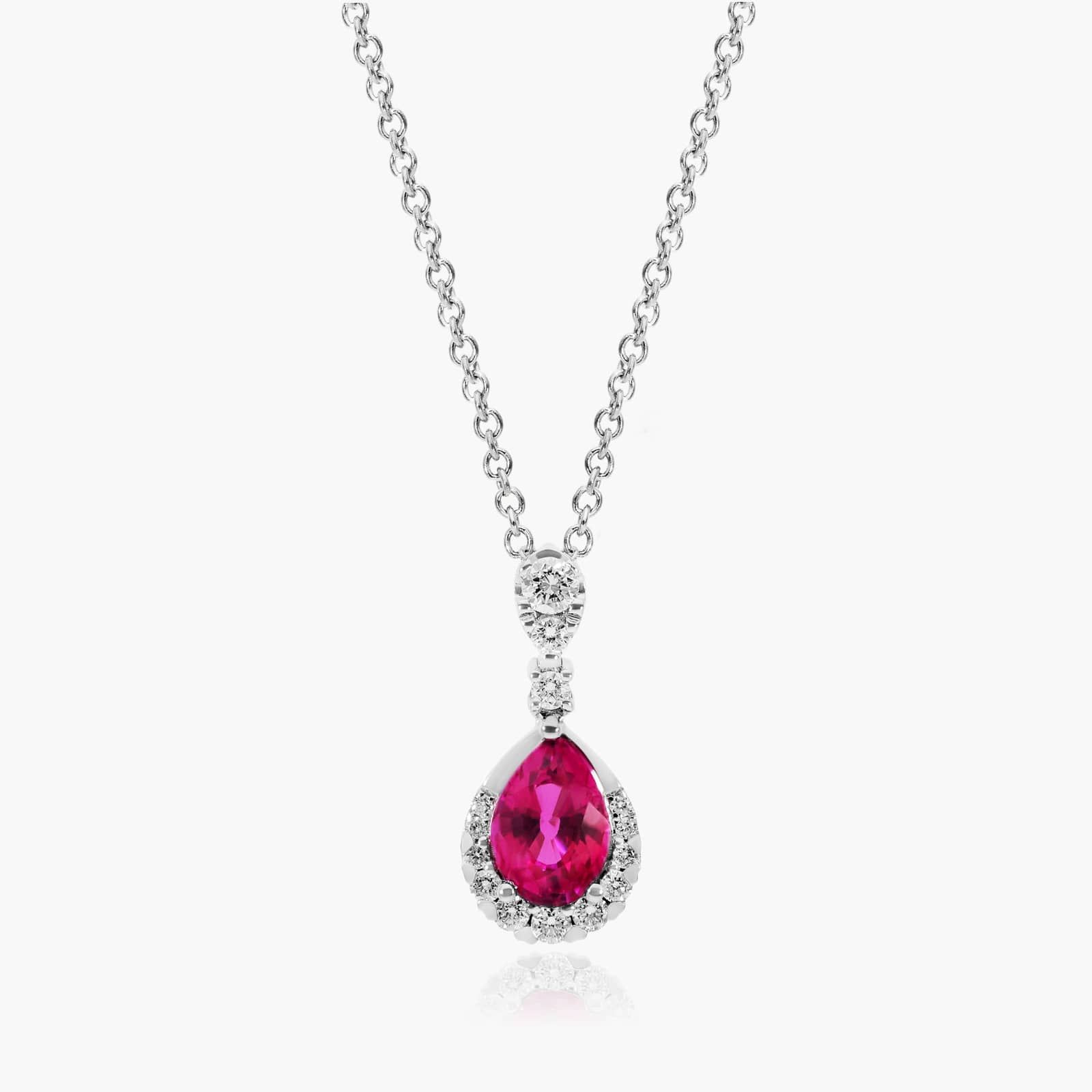 14K White Gold Regal Drop Ruby Necklace By James Allen