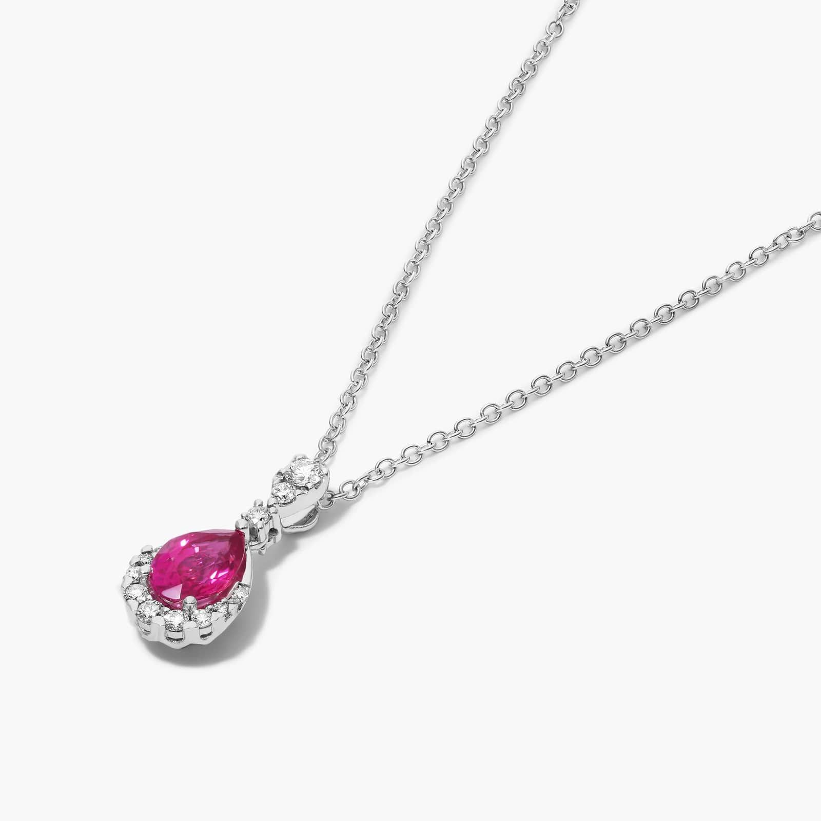 14K White Gold Regal Drop Ruby Necklace By James Allen