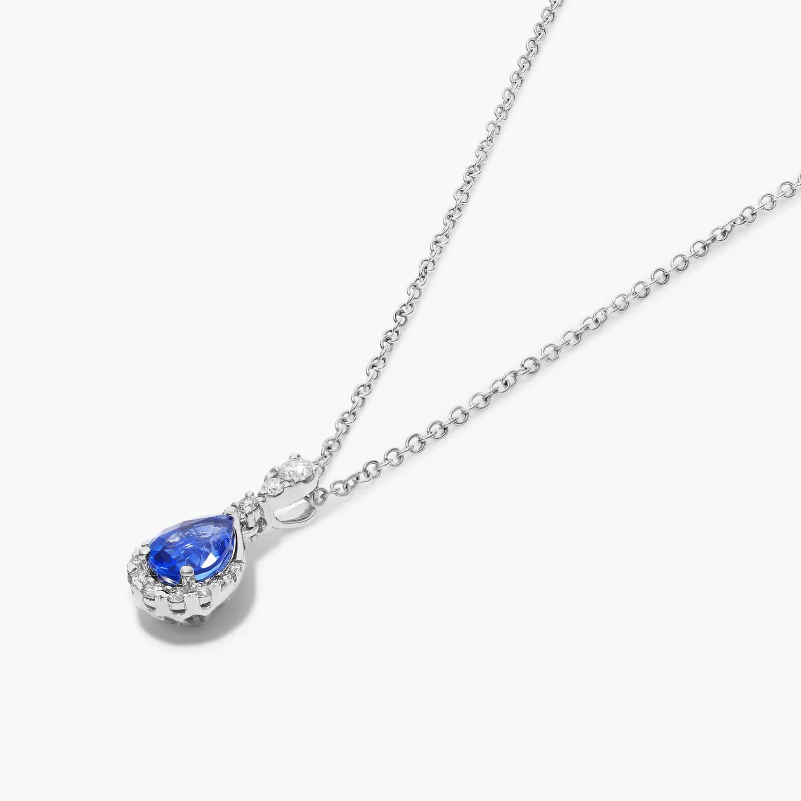 14K White Gold Regal Drop Sapphire Necklace By James Allen