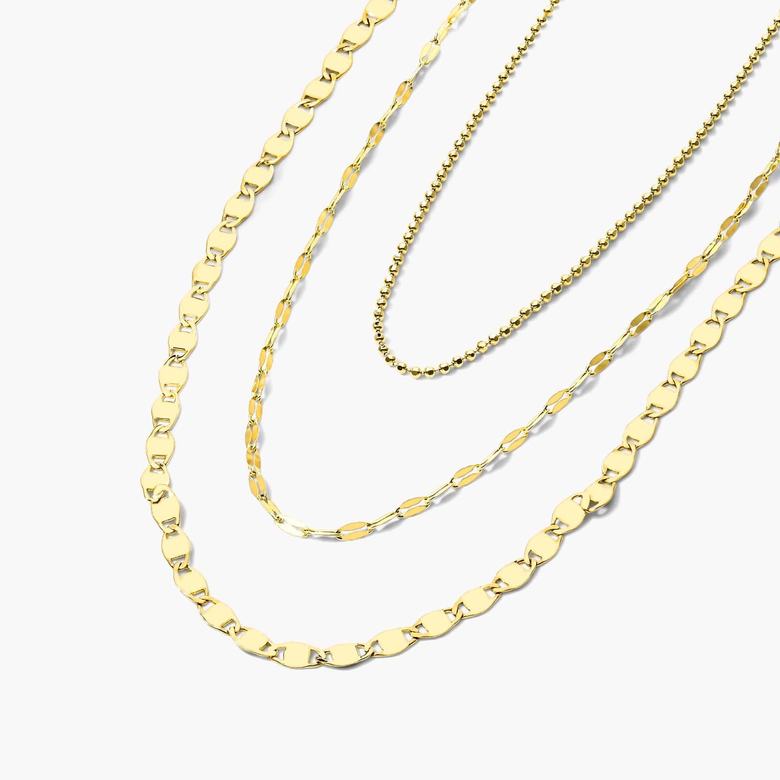 14K Yellow Gold Mixed Chain Triple Strand Necklace By James Allen