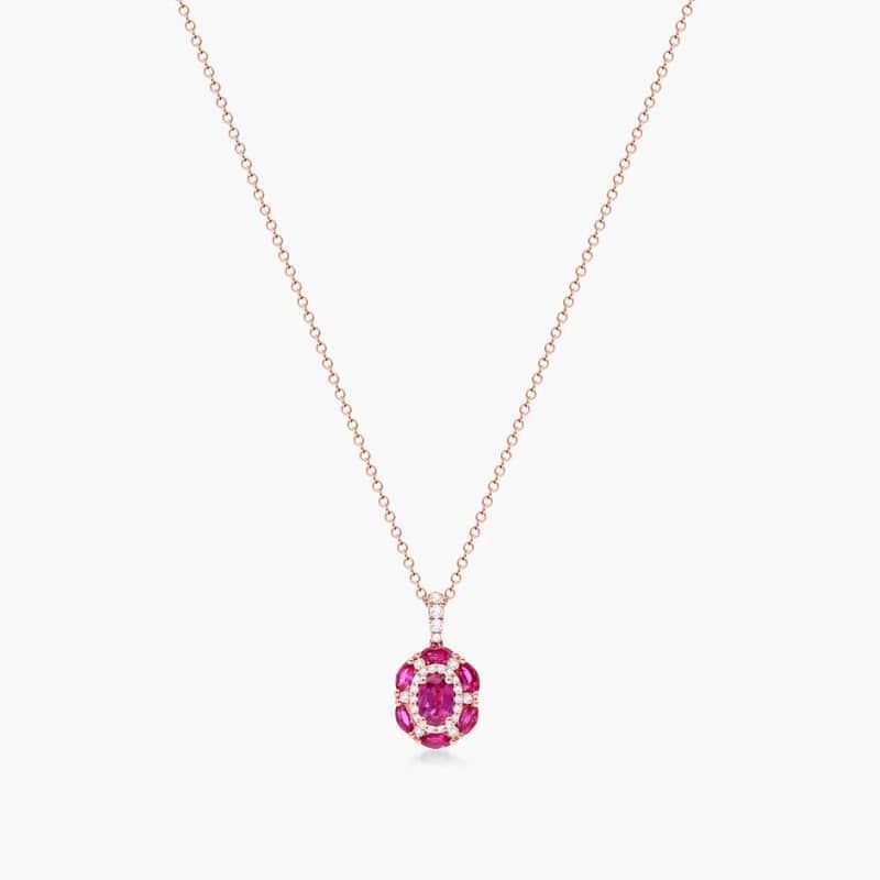 14K Rose Gold Imperial Ruby and Diamond Necklace By James Allen