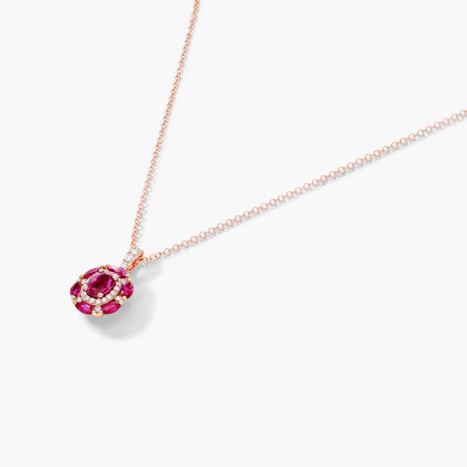 14K Rose Gold Imperial Ruby and Diamond Necklace By James Allen