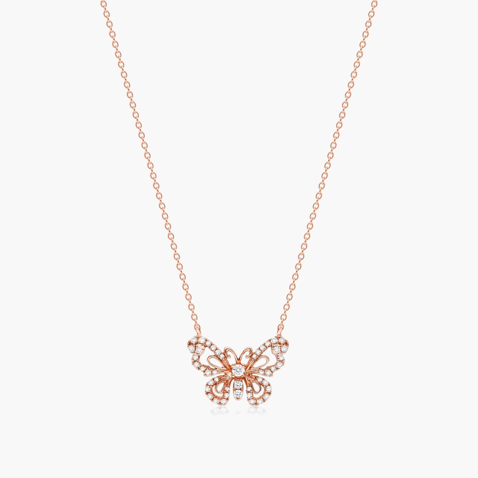 Pavé Butterfly Necklace In 14K Rose Gold By James Allen