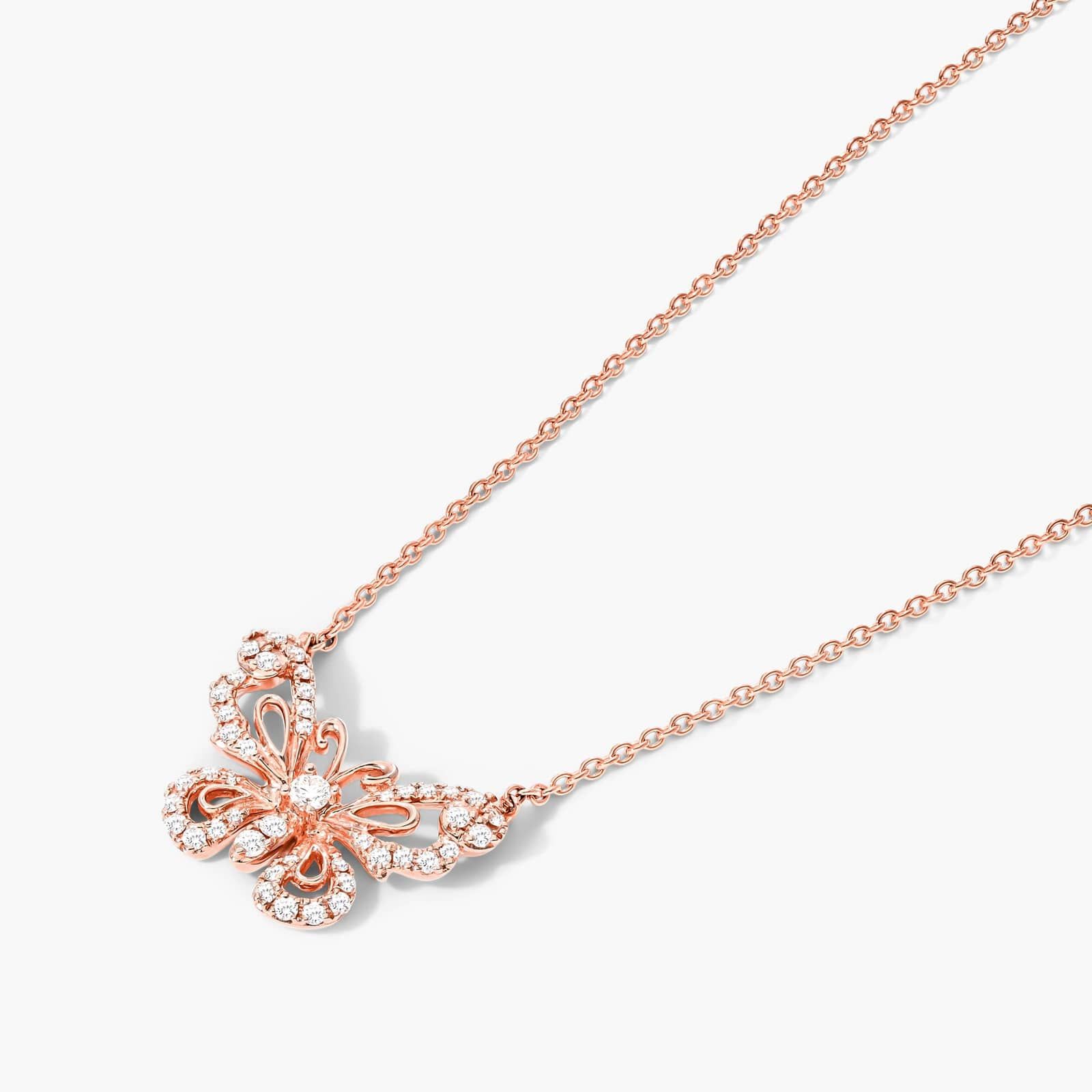 Pavé Butterfly Necklace In 14K Rose Gold By James Allen