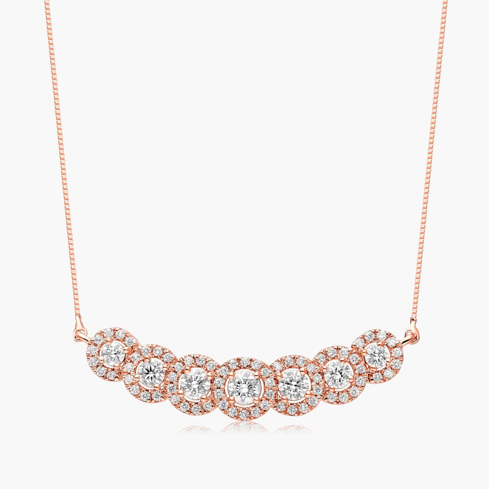 Seven Stone Halo Lab-Grown Diamond Necklace In 14K Rose Gold By James Allen