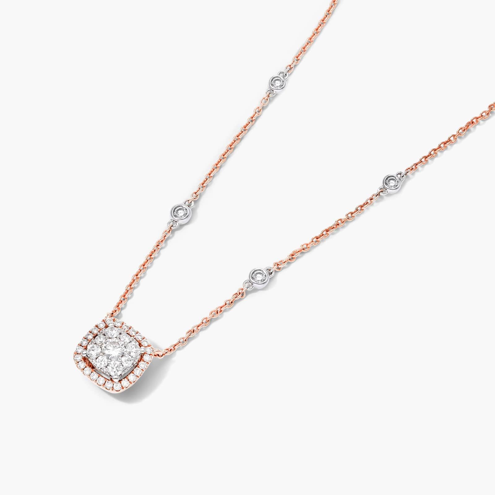 Cushion Halo Cluster Diamond Necklace In 14K Rose Gold By James Allen