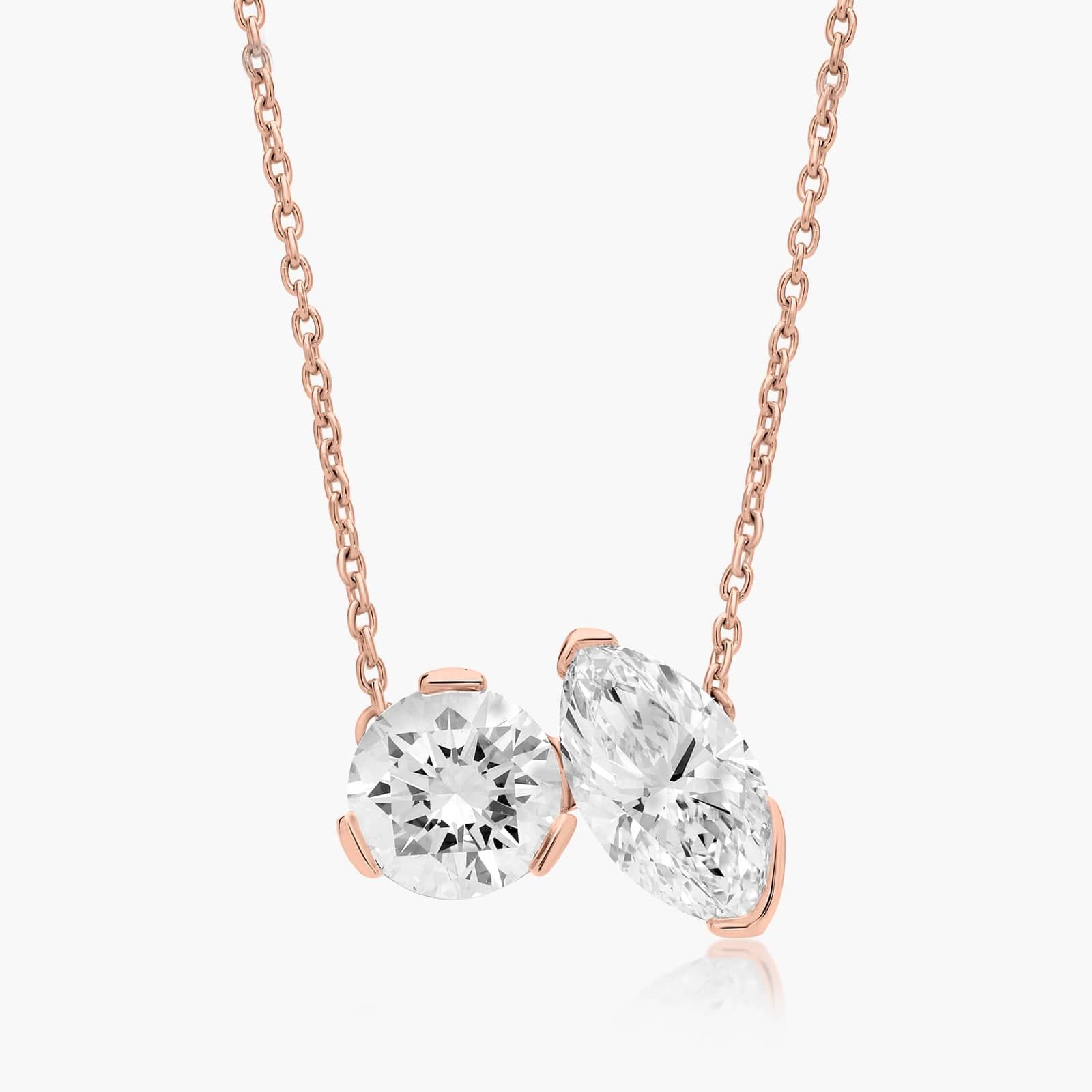 Toi Et Moi Pendant Necklace With Round And Marquise Cut Lab-Grown Diamonds In 14K Rose Gold By James Allen