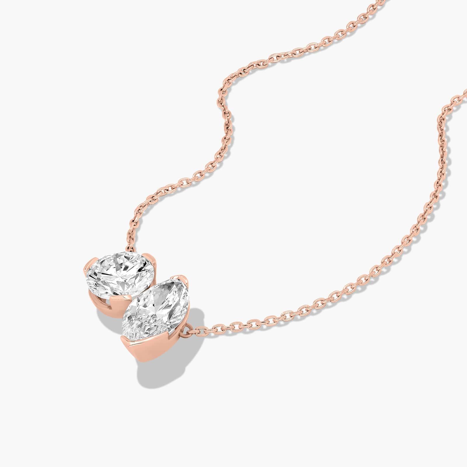 Toi Et Moi Pendant Necklace With Round And Marquise Cut Lab-Grown Diamonds In 14K Rose Gold By James Allen