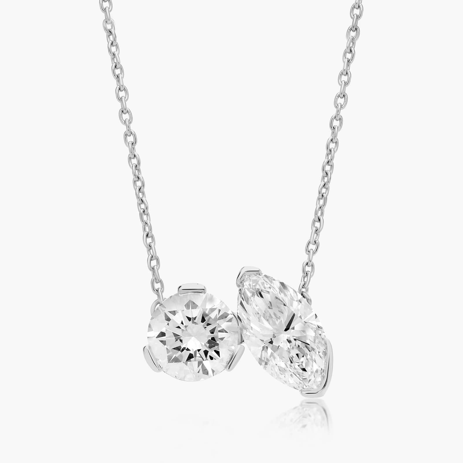 Toi Et Moi Pendant Necklace With Round And Marquise Cut Lab-Grown Diamonds In 14K White Gold By James Allen
