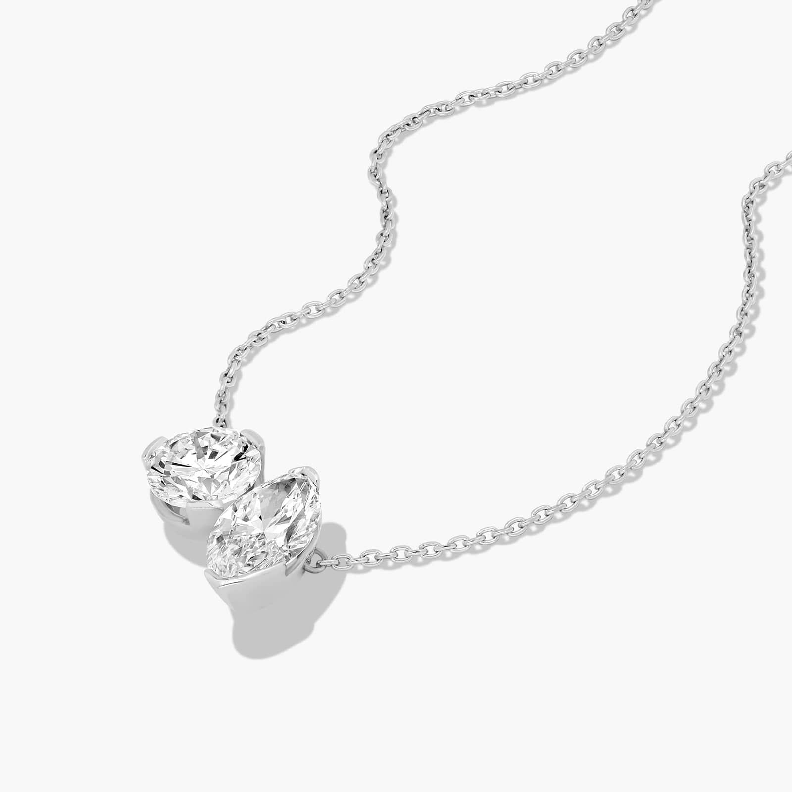 Toi Et Moi Pendant Necklace With Round And Marquise Cut Lab-Grown Diamonds In 14K White Gold By James Allen