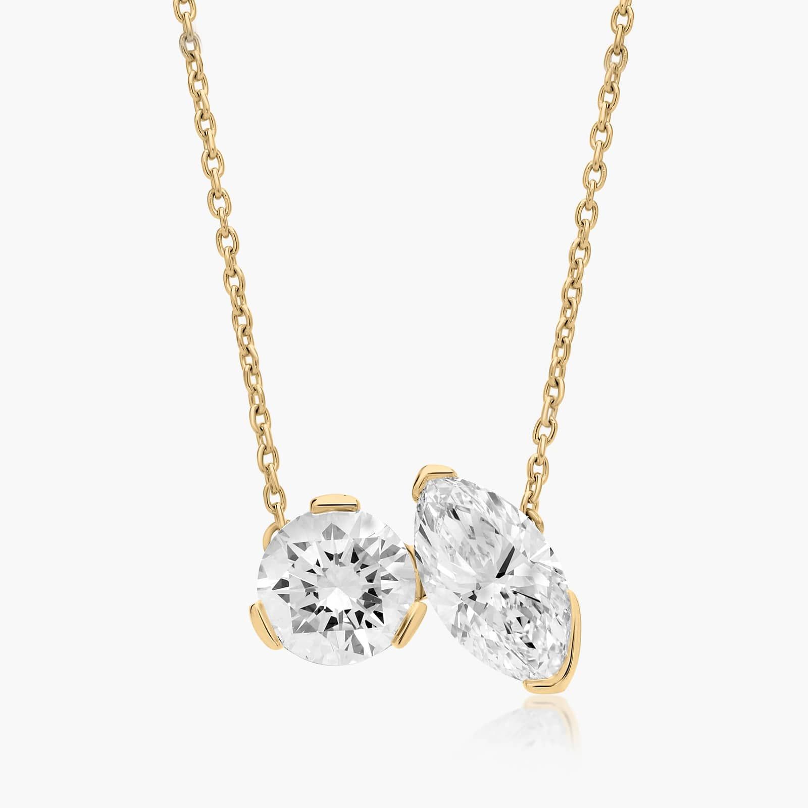 Toi Et Moi Pendant Necklace With Round And Marquise Cut Lab-Grown Diamonds In 14K Yellow Gold By James Allen